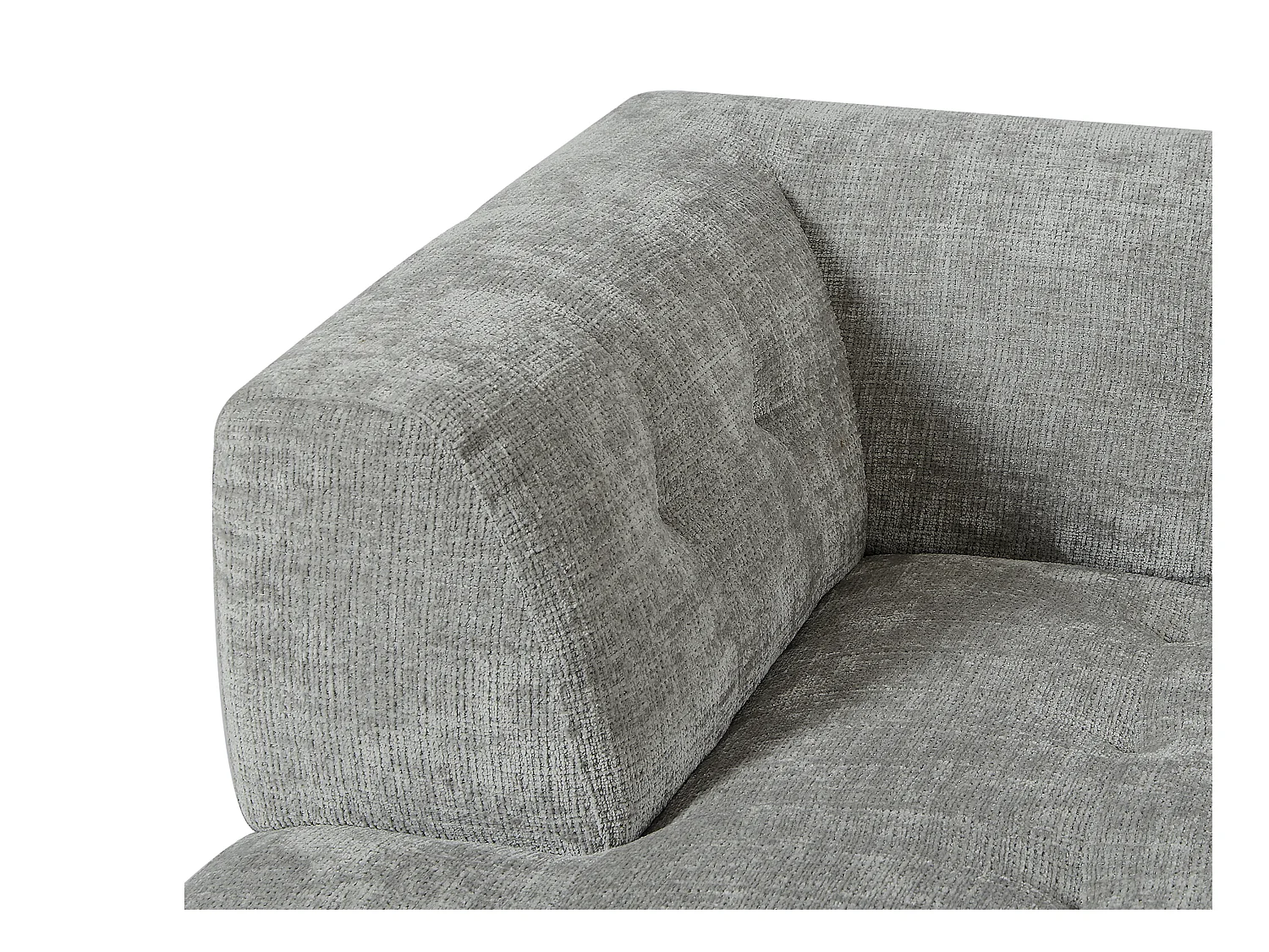 Kanapa narożna lewostronna z szarą teksturowaną tapicerką - NOSAVO