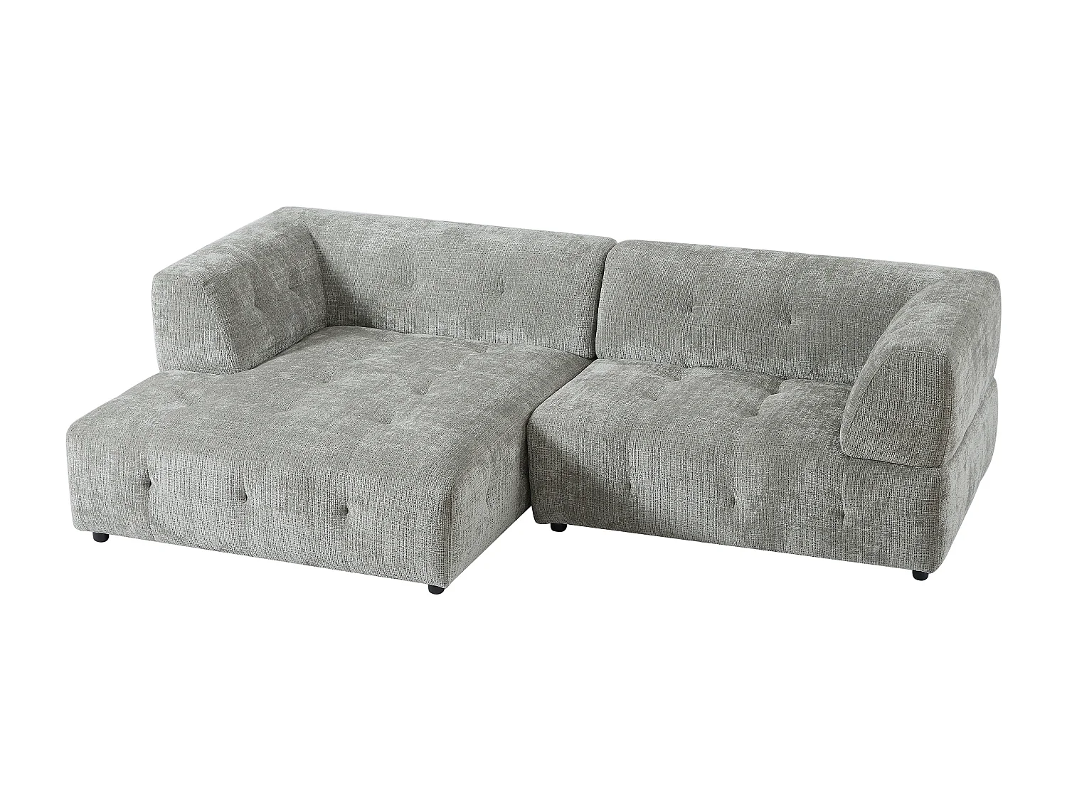 Venstrevendt sofa i gråt struktureret stof NOSAVO