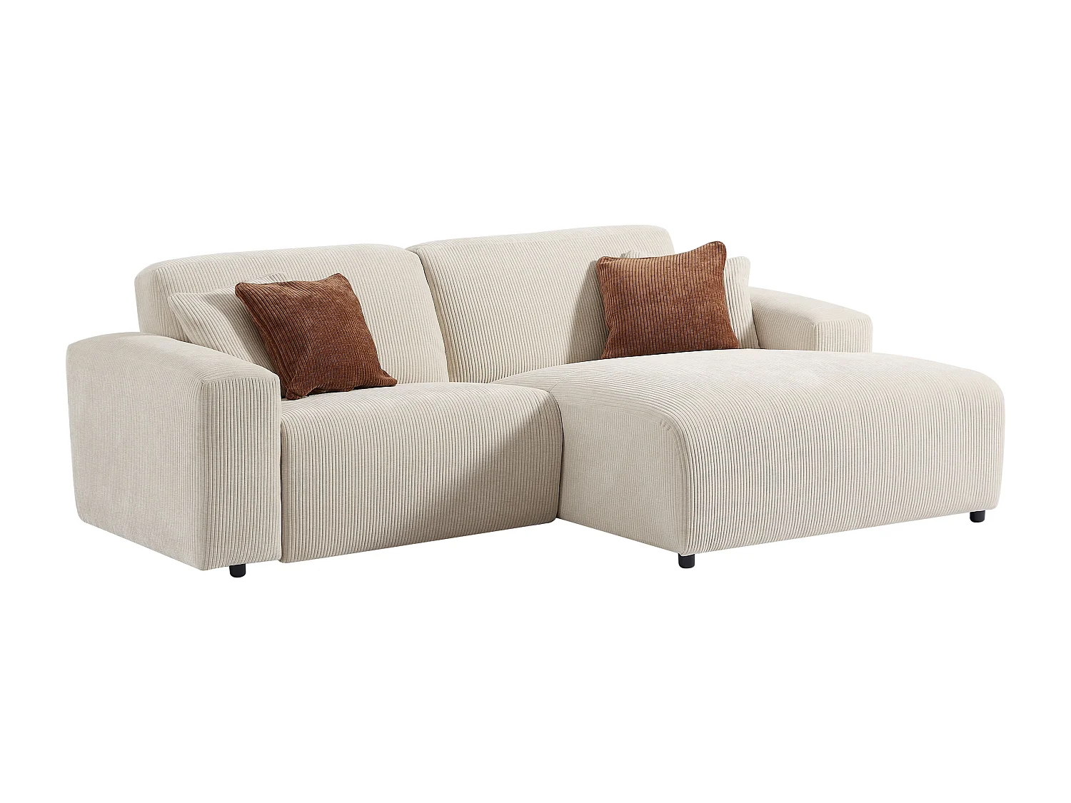 Höger elektrisk recliner-hörnsoffa i beige Manchester-sammet TIRONO från Maison Céphy