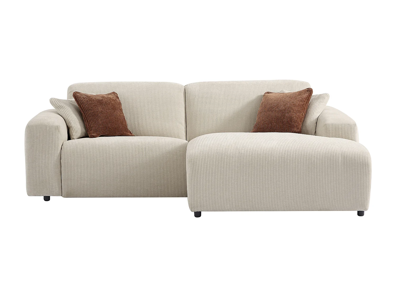 Höger elektrisk recliner-hörnsoffa i beige Manchester-sammet TIRONO från Maison Céphy