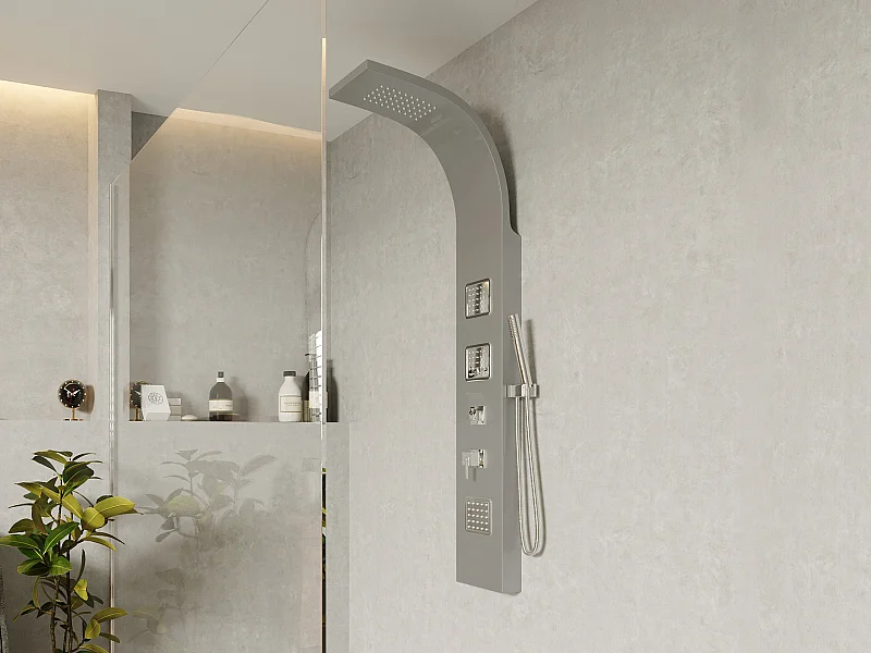 Douchekolom met massagefunctie - Zilverkleurig - 20 x 150 cm - TYRA