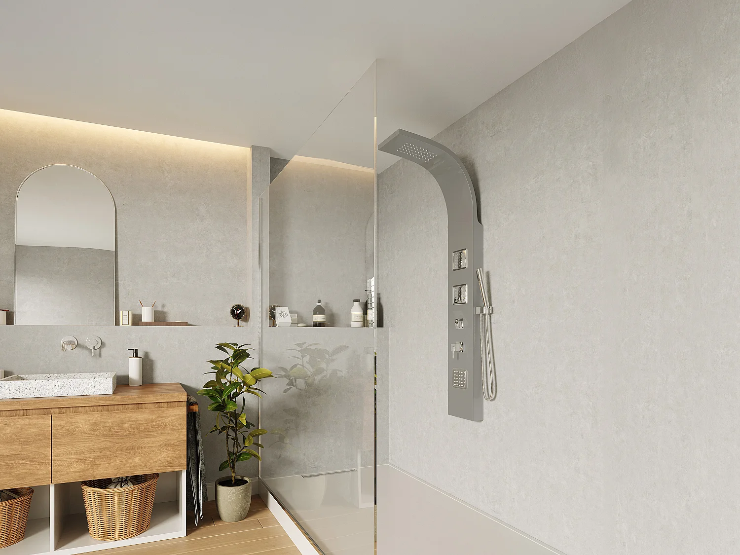 Hydromassage duschpelare - Silver - 20 x 150 cm - TYRA