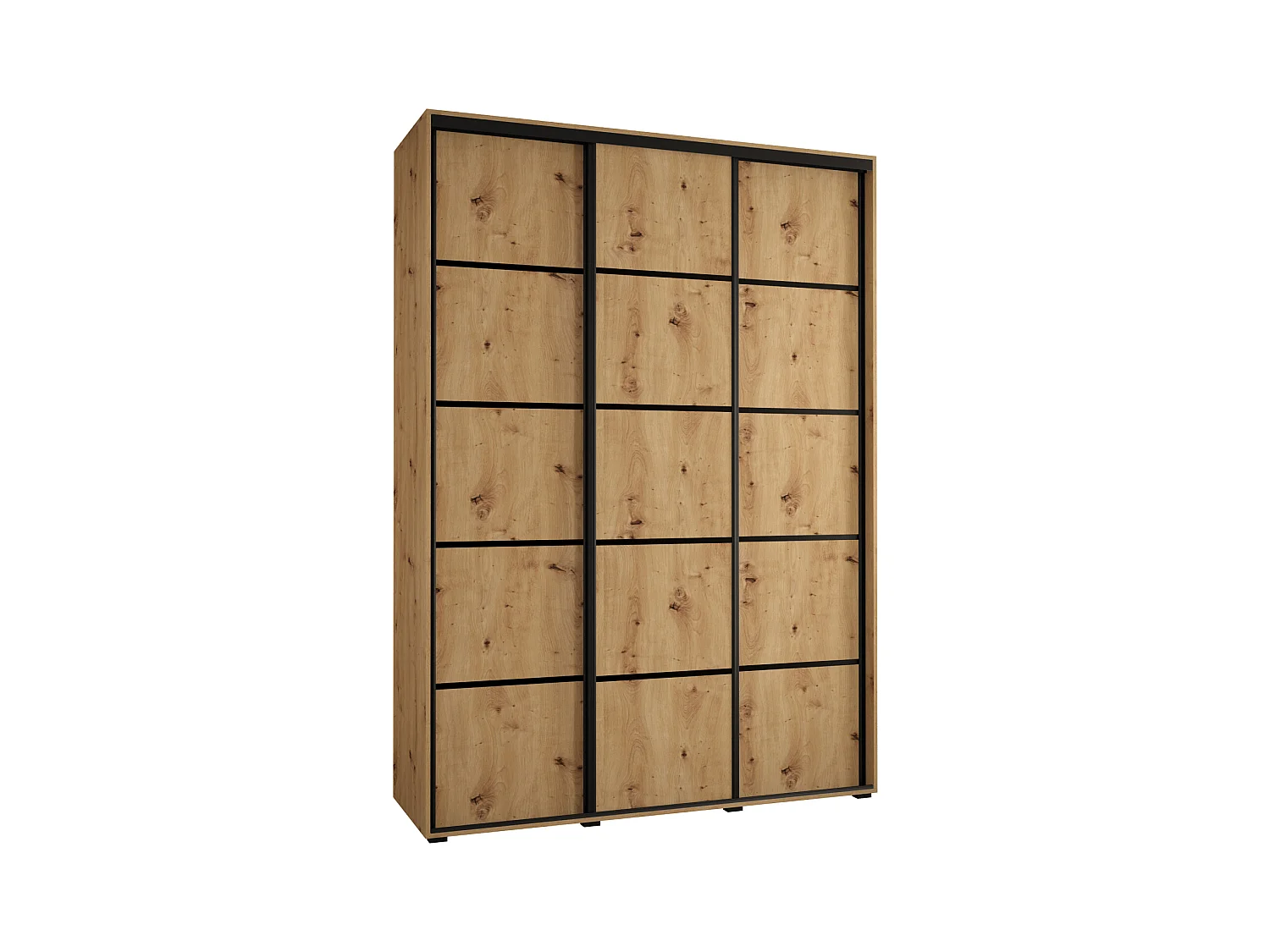 ARMOIRE DAVOS 4 À PORTES COULISSANTES 235,2/180/45 3 portes (Artisan/Artisan/Noir)