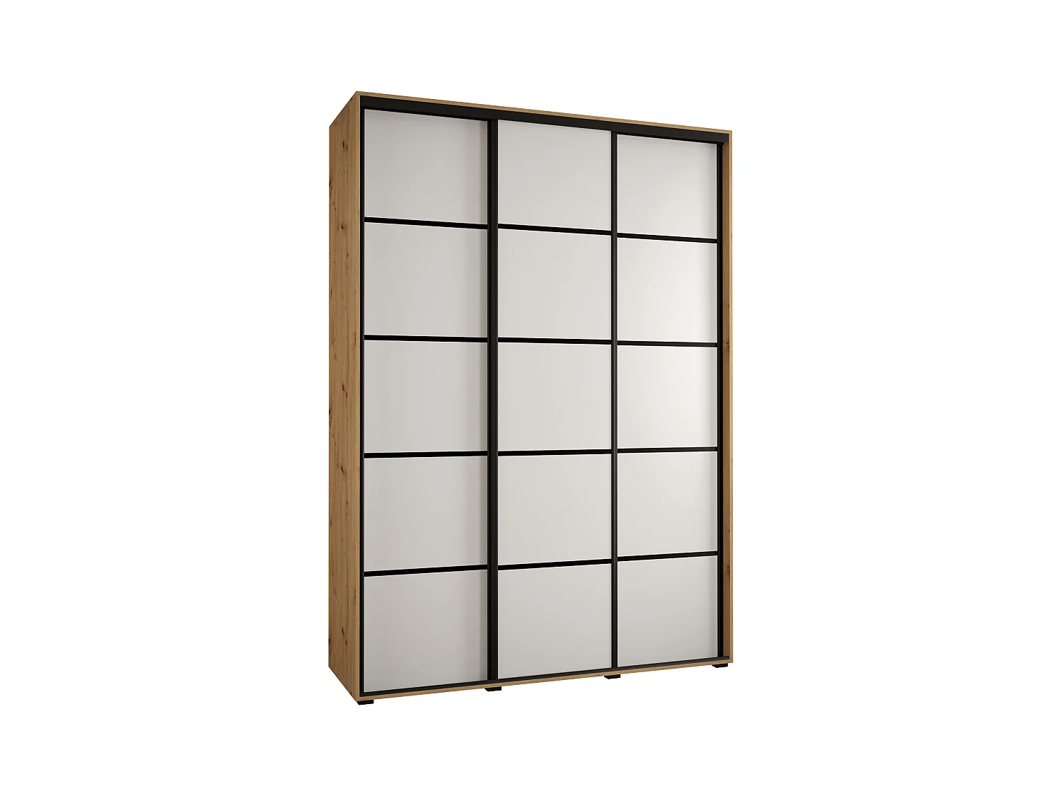 ARMOIRE DAVOS 4 À PORTES COULISSANTES 235,2/180/60 3 portes (Artisan/Blanc/Noir)
