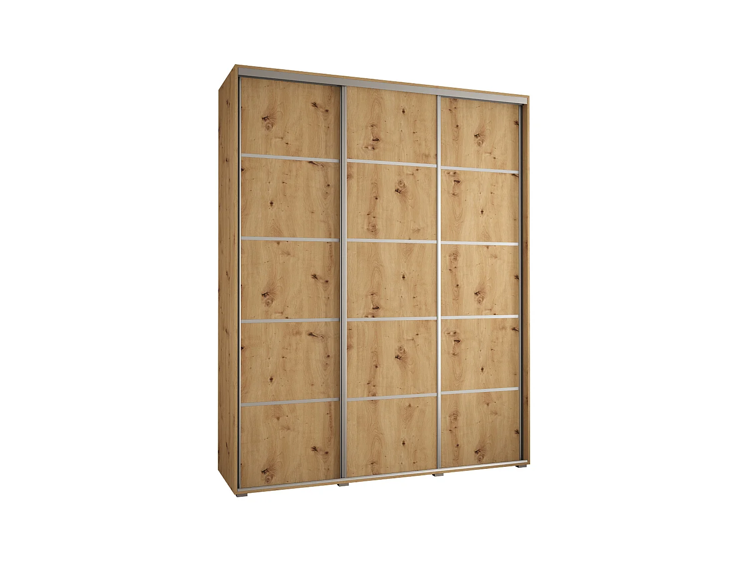 ARMOIRE DAVOS 4 À PORTES COULISSANTES 235,2/200/60 3 portes (Artisan/Artisan/Argent)