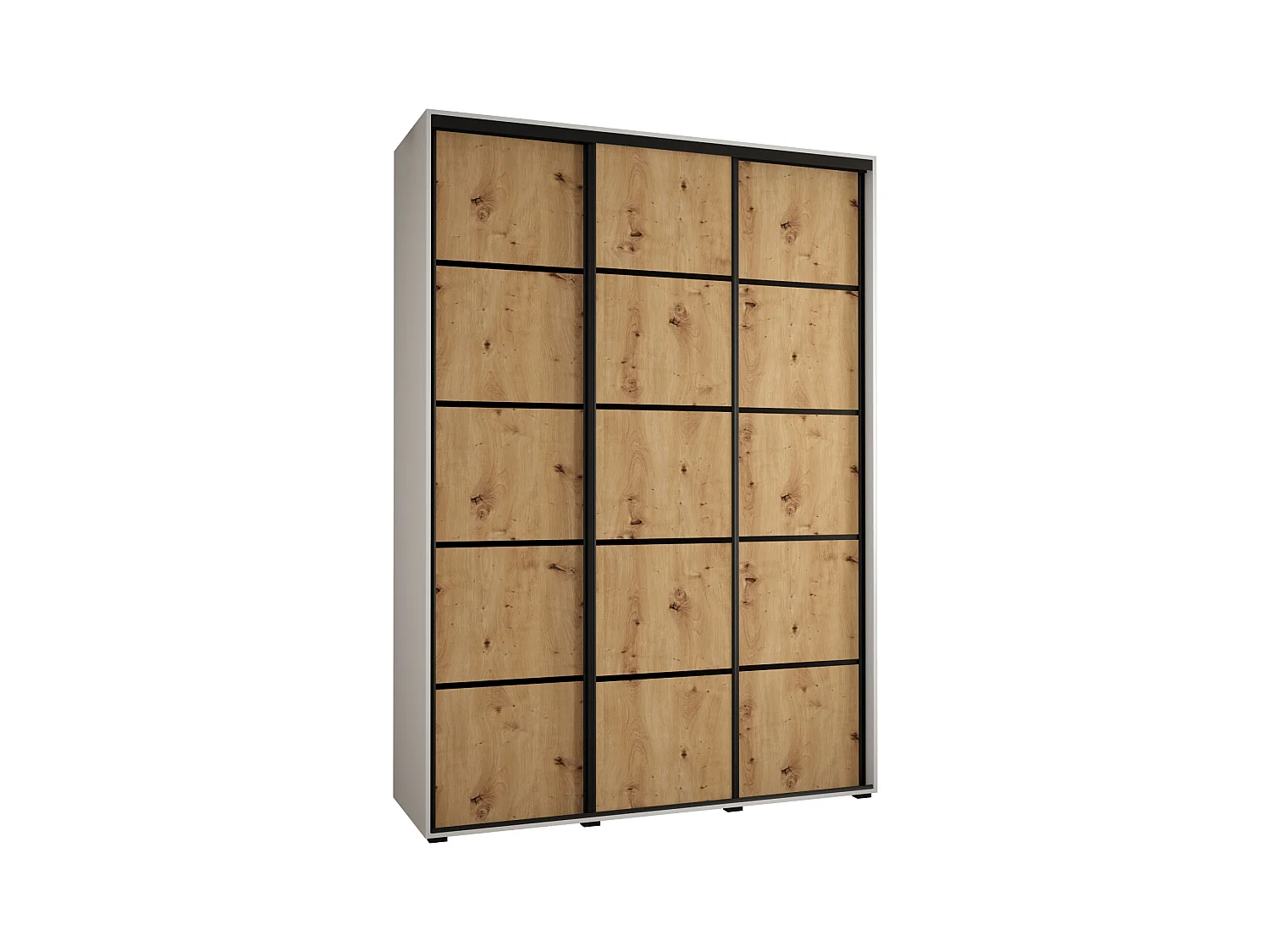 ARMOIRE DAVOS 4 À PORTES COULISSANTES 235,2/180/60 3 portes (Blanc/Artisan/Noir)