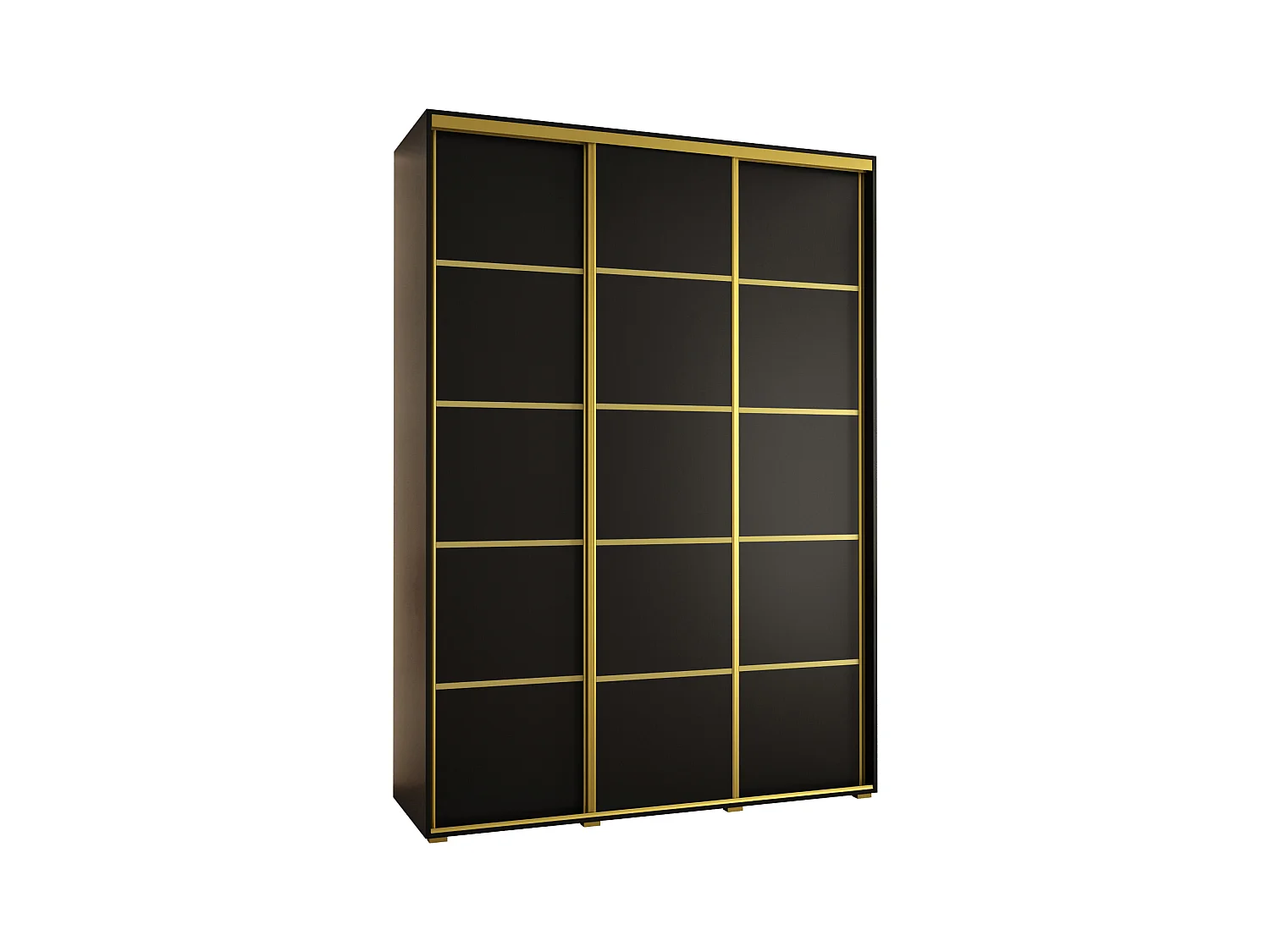 ARMOIRE DAVOS 4 À PORTES COULISSANTES 235,2/180/60 3 portes (Noir/Noir/Or)