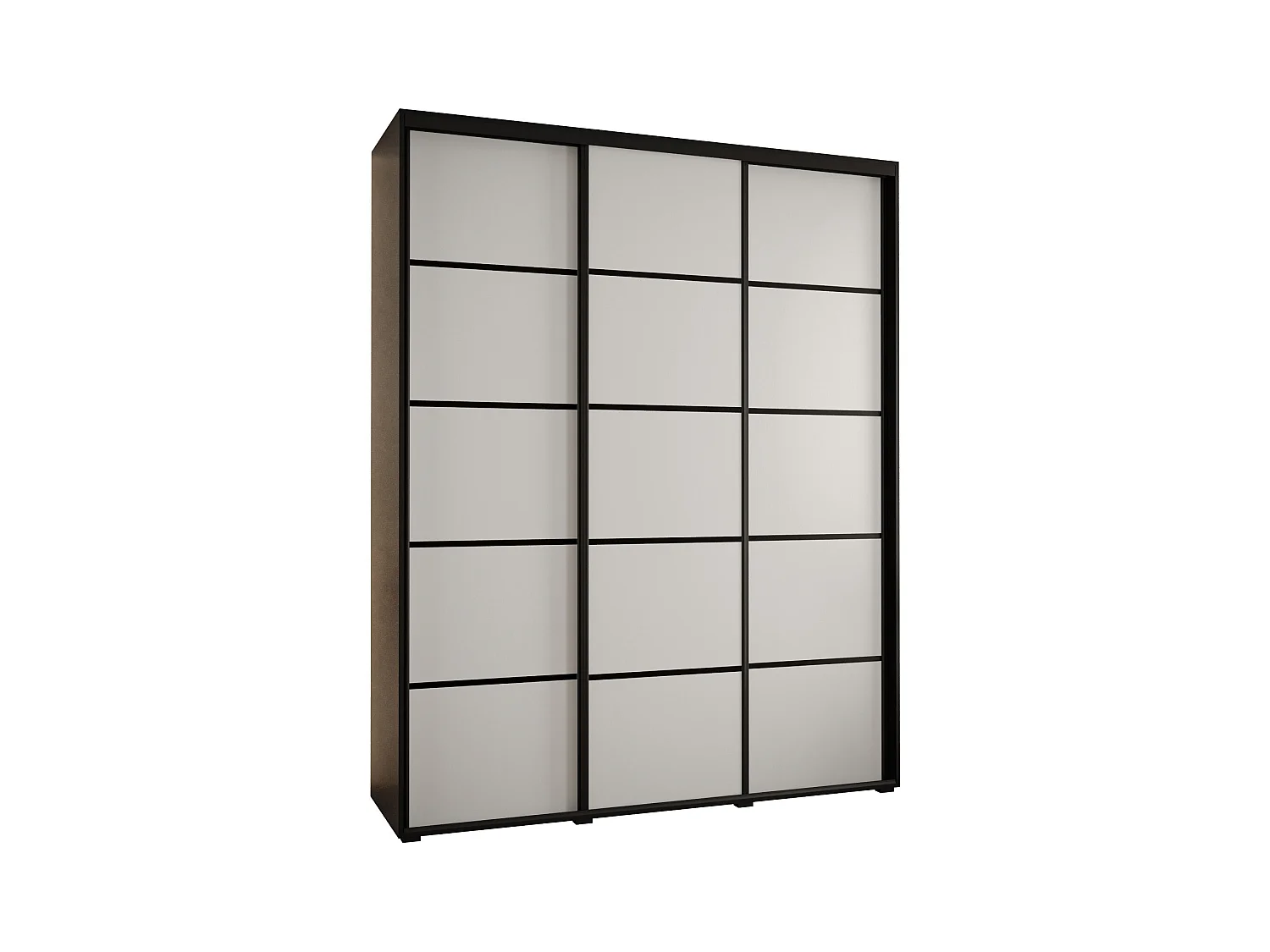 ARMOIRE DAVOS 4 À PORTES COULISSANTES 235,2/200/60 3 portes (Noir/Blanc/Noir)