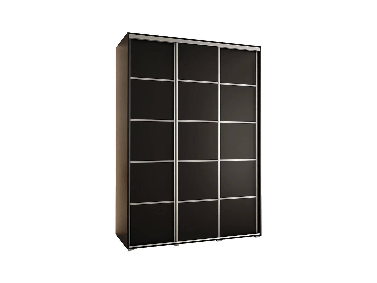 ARMOIRE DAVOS 4 À PORTES COULISSANTES 235,2/180/60 3 portes (Noir/Noir/Argent)
