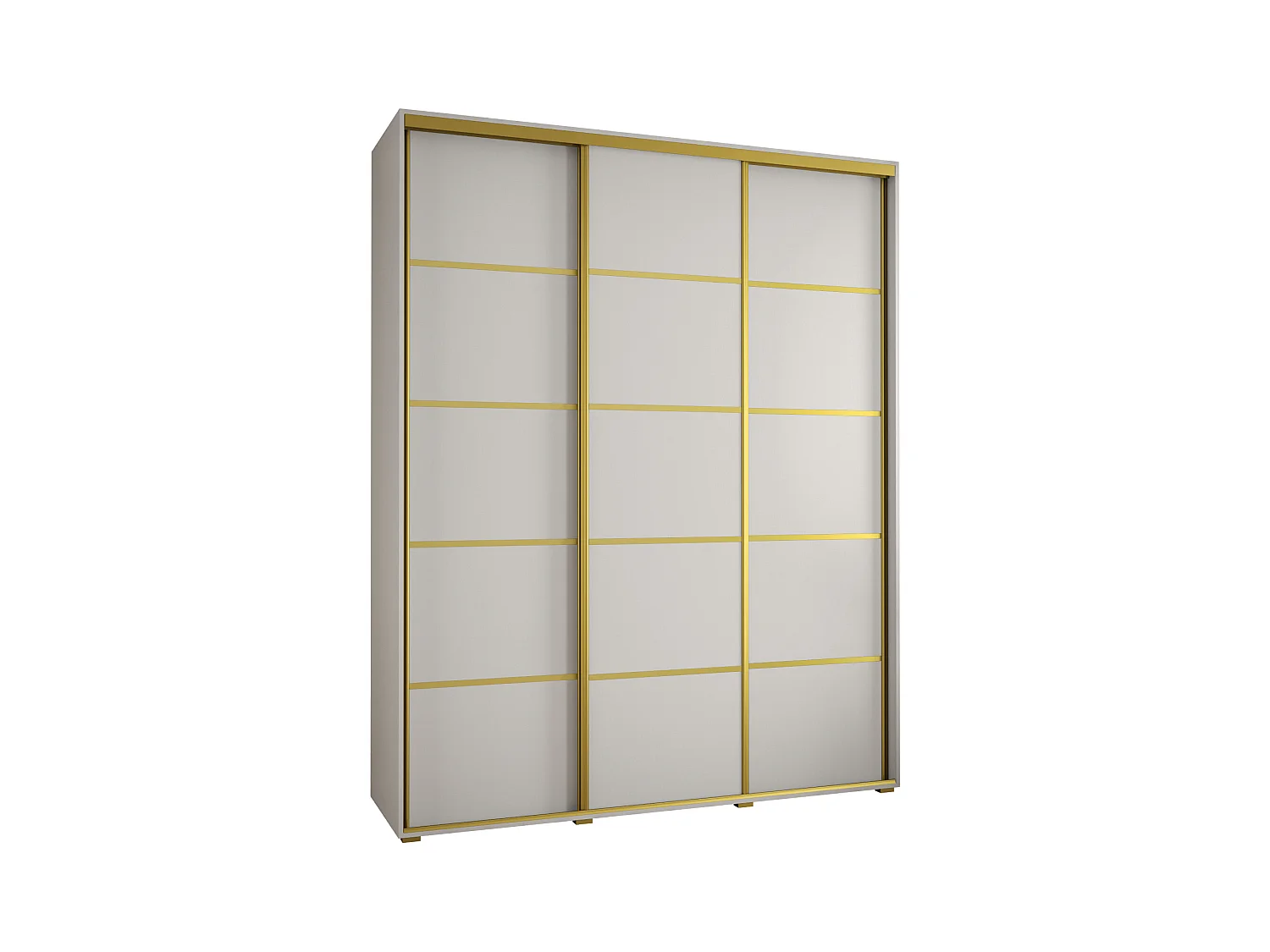 ARMOIRE DAVOS 4 À PORTES COULISSANTES 235,2/200/60 3 portes (Blanc/Blanc/Or)