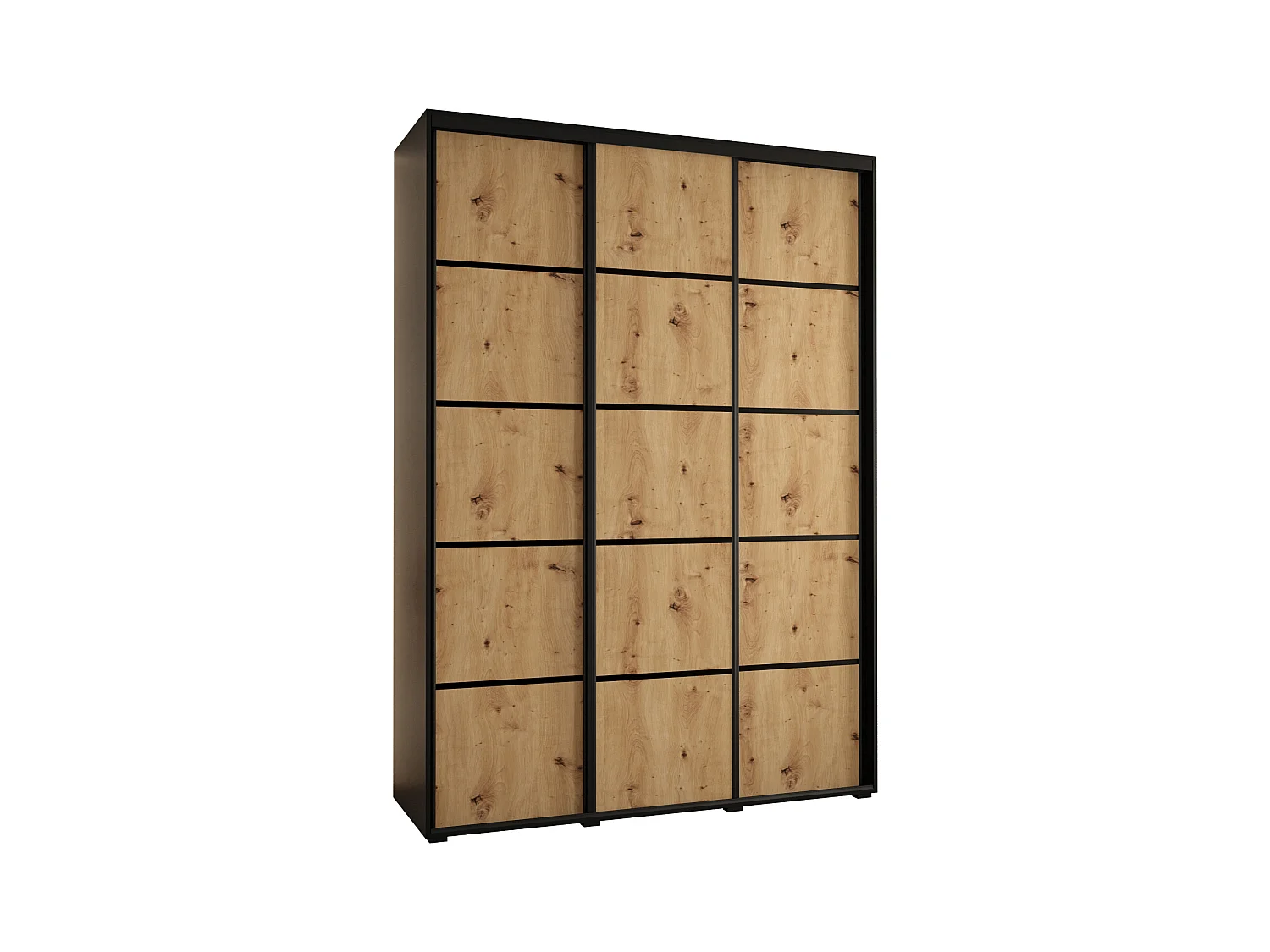 ARMOIRE DAVOS 4 À PORTES COULISSANTES 235,2/180/45 3 portes (Noir/Artisan/Noir)