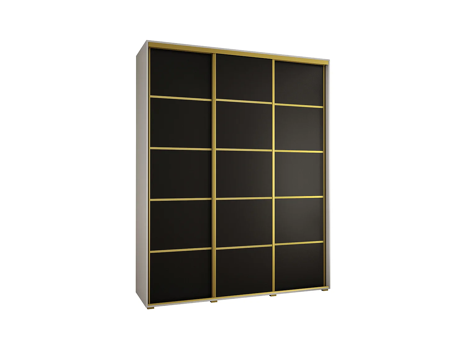 SCHWEBETÜRENSCHRANK DAVOS 4 235,2/190/60 3-türig (Weiß/Schwarz/Gold)