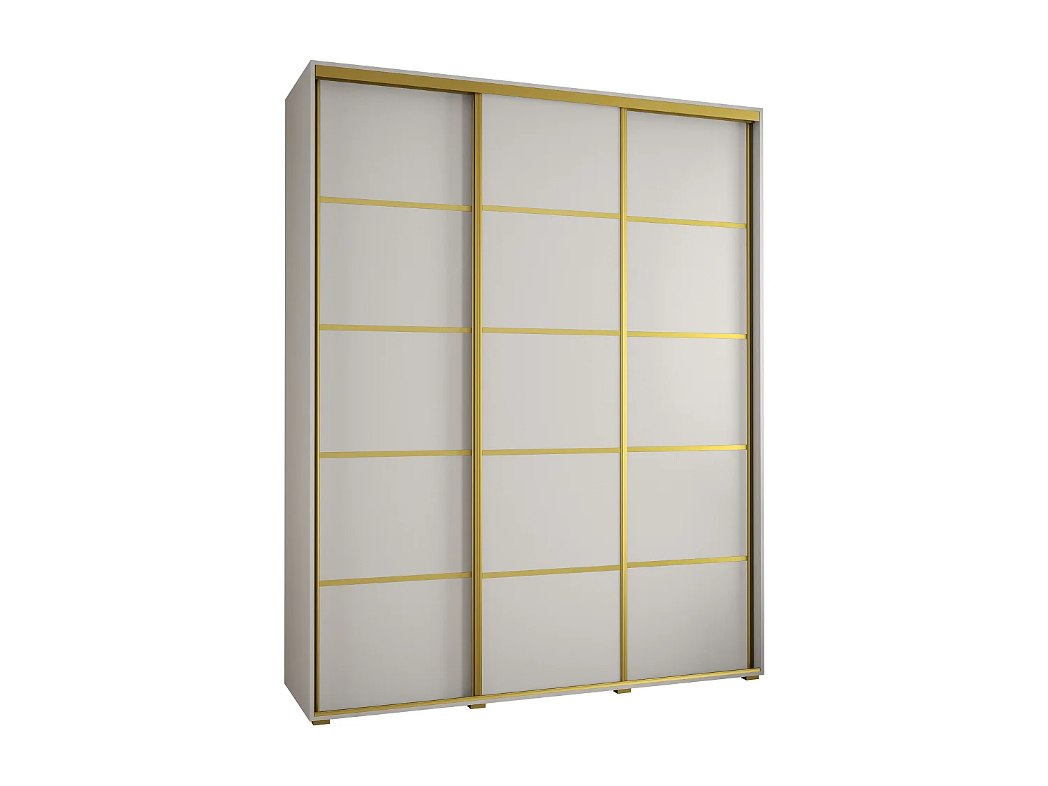 ARMADIO DAVOS 4 AD ANTE SCORREVOLI 235,2/190/60 3 porte (Bianco/Bianco/Oro)