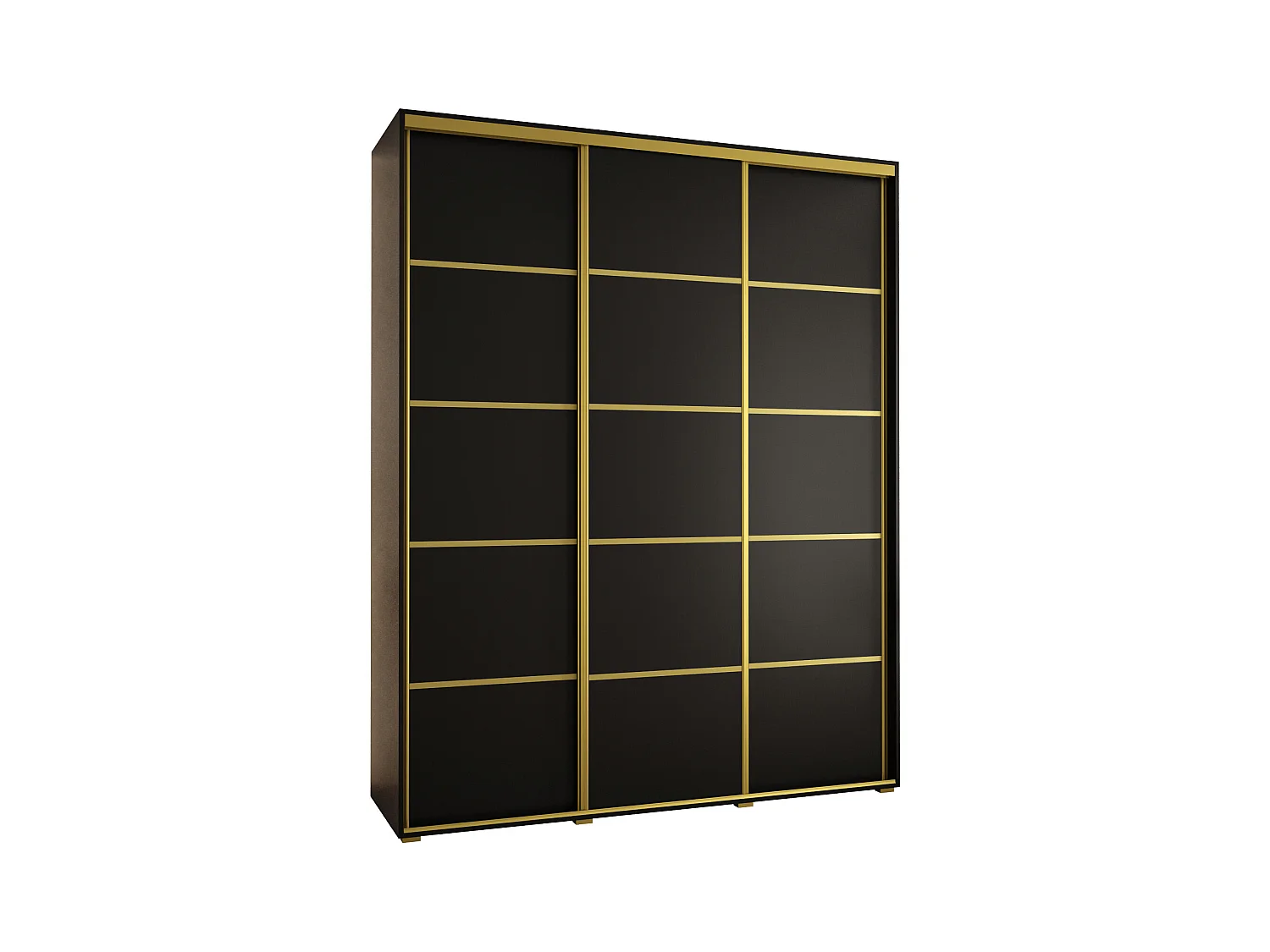 SCHWEBETÜRENSCHRANK DAVOS 4 235,2/190/60 3-türig (Schwarz/Schwarz/Gold)