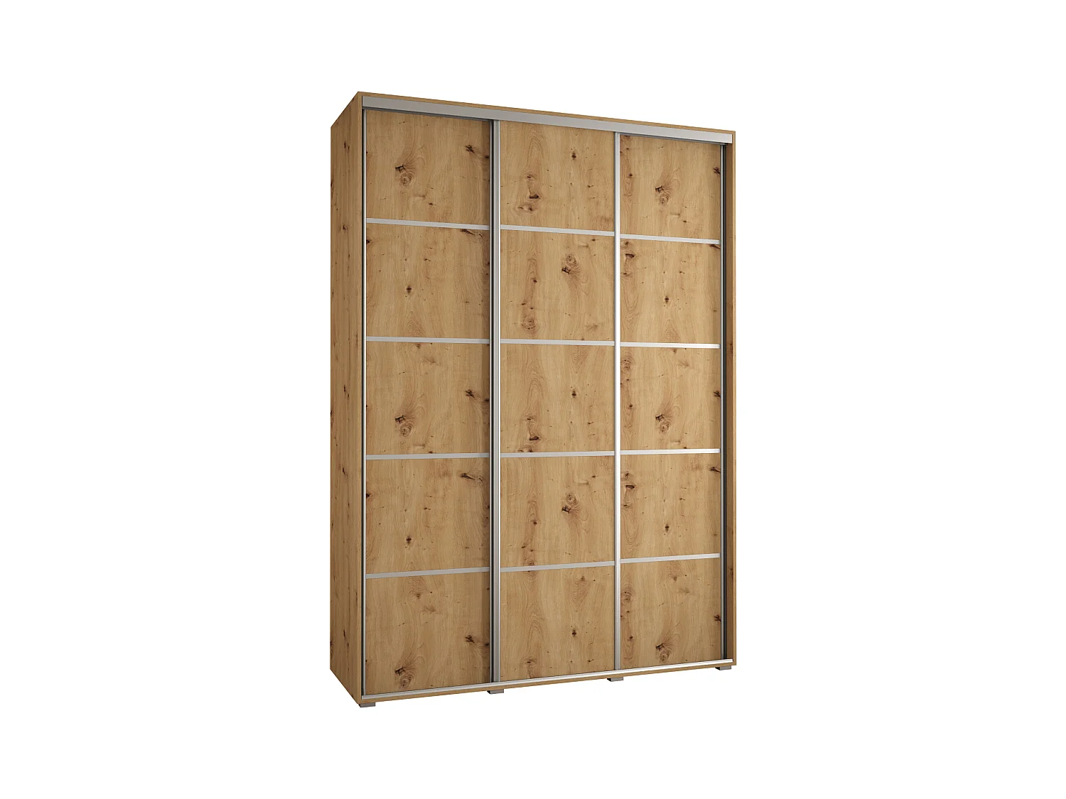 ARMOIRE DAVOS 4 À PORTES COULISSANTES 235,2/180/60 3 portes (Artisan/Artisan/Argent)