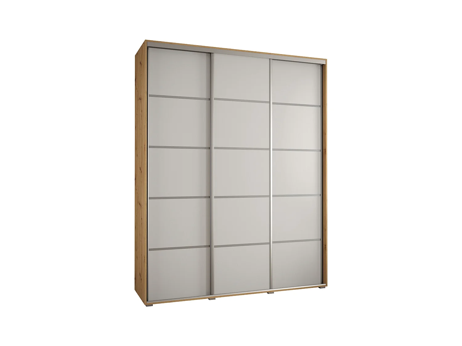 ARMOIRE DAVOS 4 À PORTES COULISSANTES 235,2/190/60 3 portes (Artisan/Blanc/Argent)