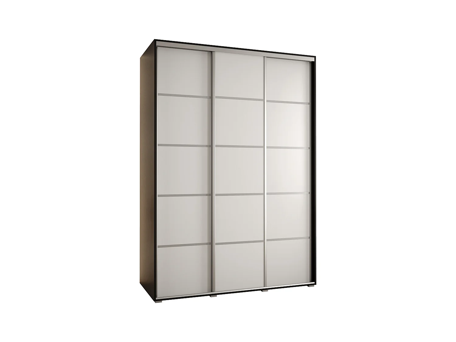 ARMOIRE DAVOS 4 À PORTES COULISSANTES 235,2/180/60 3 portes (Noir/Blanc/Argent)