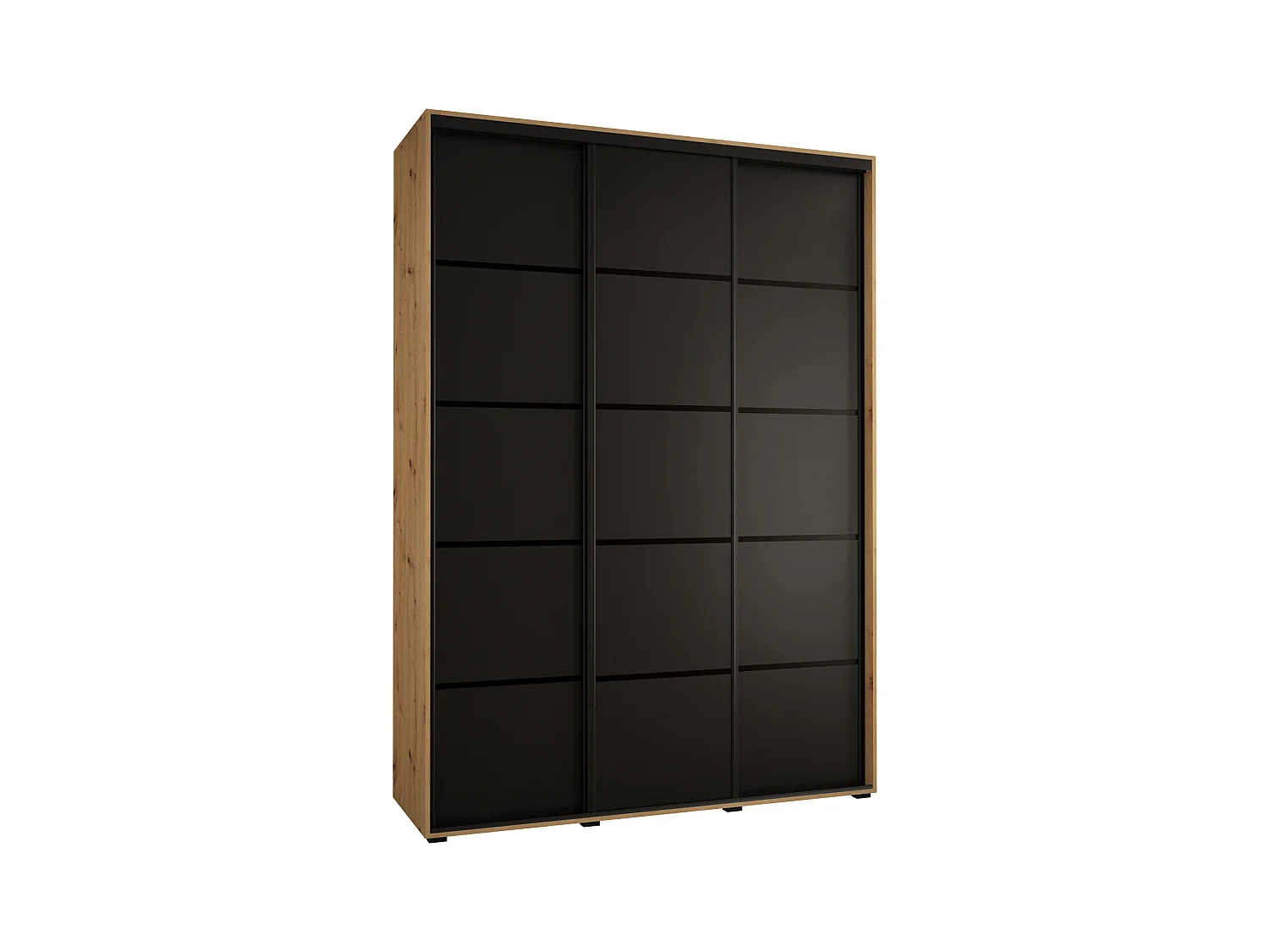 ARMOIRE DAVOS 4 À PORTES COULISSANTES 235,2/180/60 3 portes (Artisan/Noir/Noir)