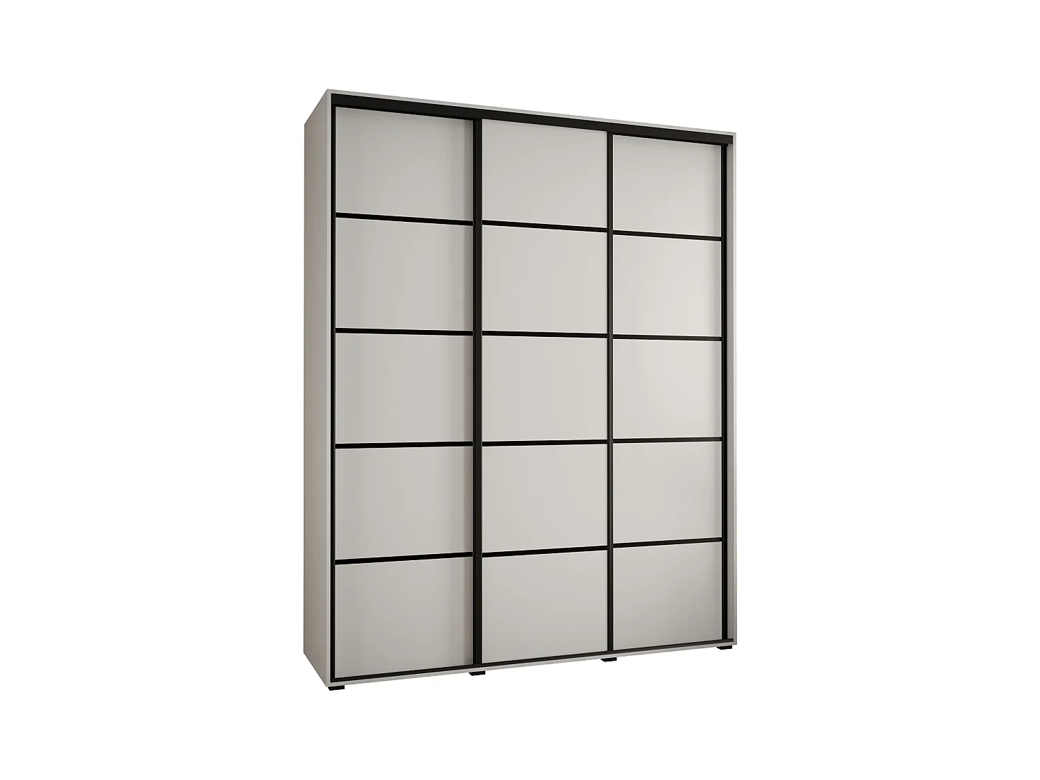 ARMOIRE DAVOS 4 À PORTES COULISSANTES 235,2/190/60 3 portes (Blanc/Blanc/Noir)