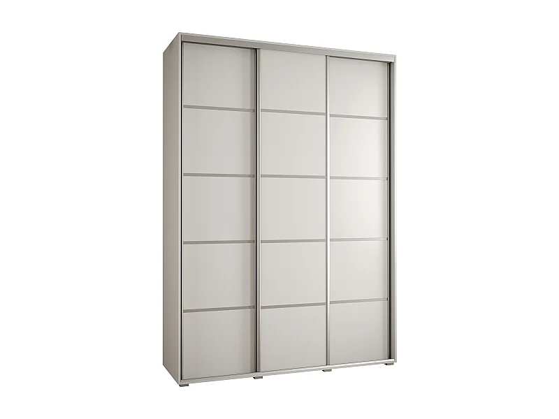 ARMOIRE DAVOS 4 À PORTES COULISSANTES 235,2/180/45 3 portes (Blanc/Blanc/Argent)