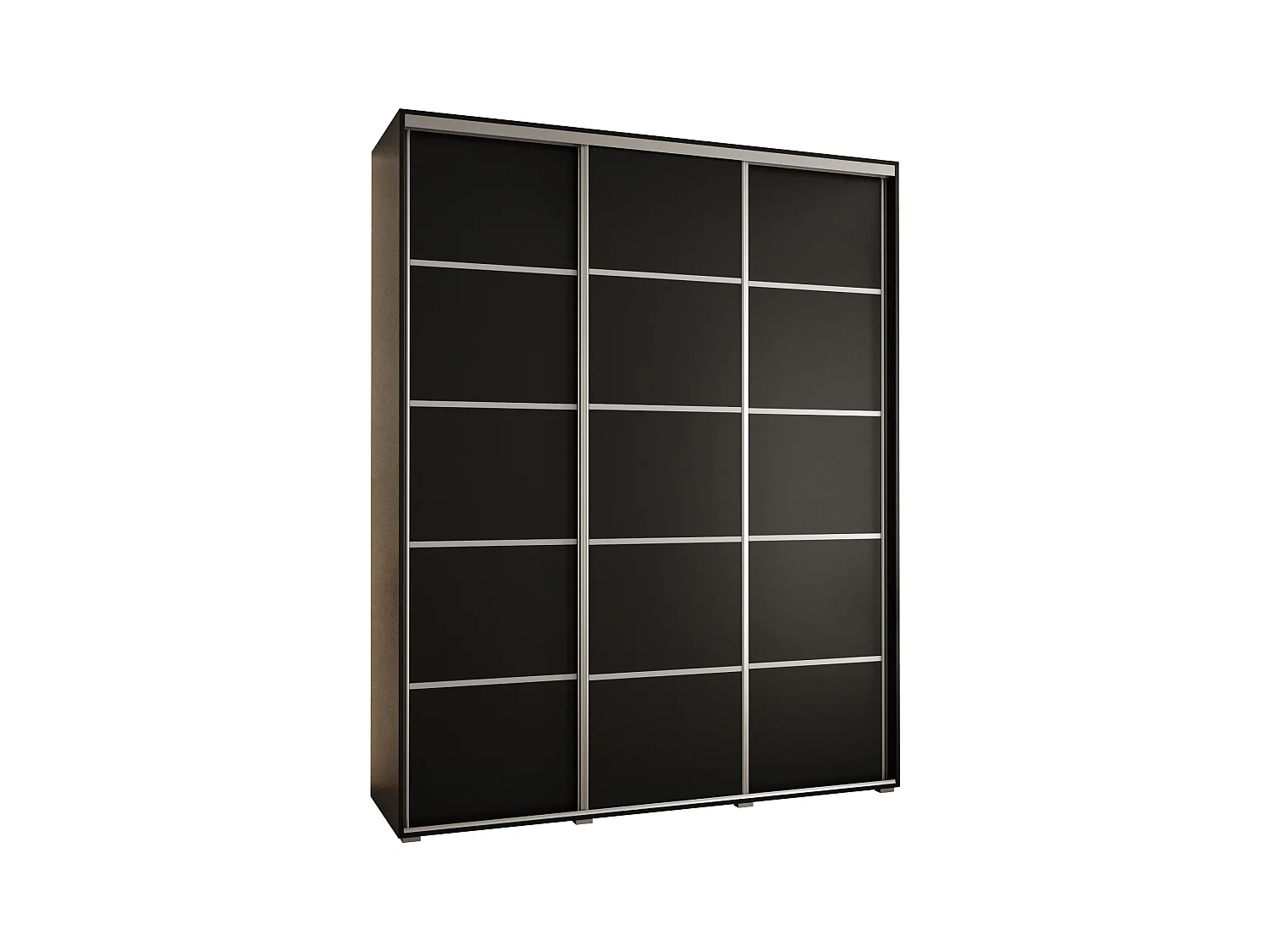 ARMOIRE DAVOS 4 À PORTES COULISSANTES 235,2/200/60 3 portes (Noir/Noir/Argent)
