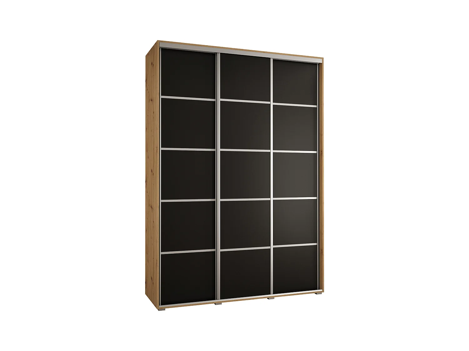 ARMOIRE DAVOS 4 À PORTES COULISSANTES 235,2/180/45 3 portes (Artisan/Noir/Argent)