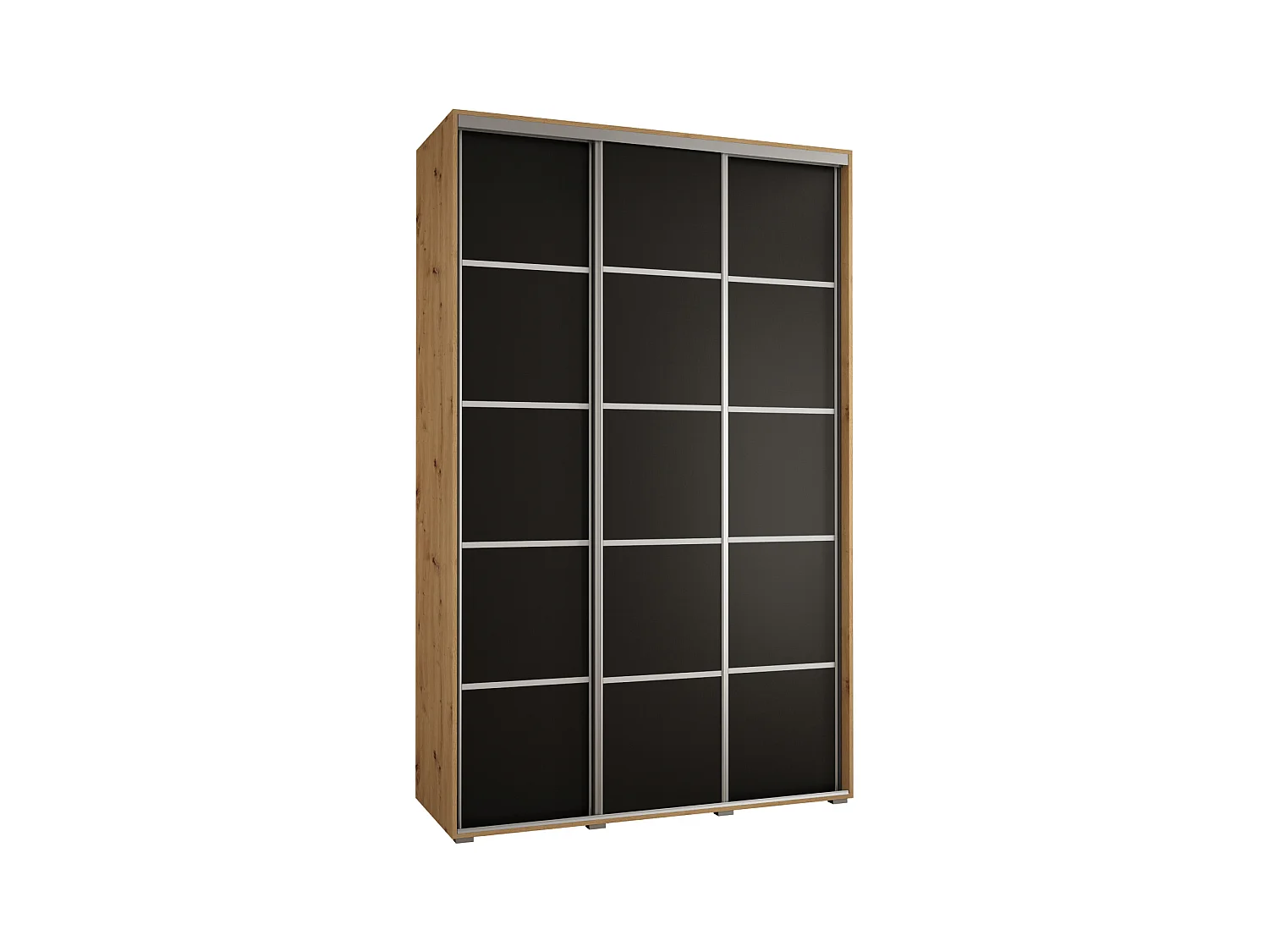 ARMOIRE DAVOS 4 À PORTES COULISSANTES 235,2/170/60 3 portes (Artisan/Noir/Argent)