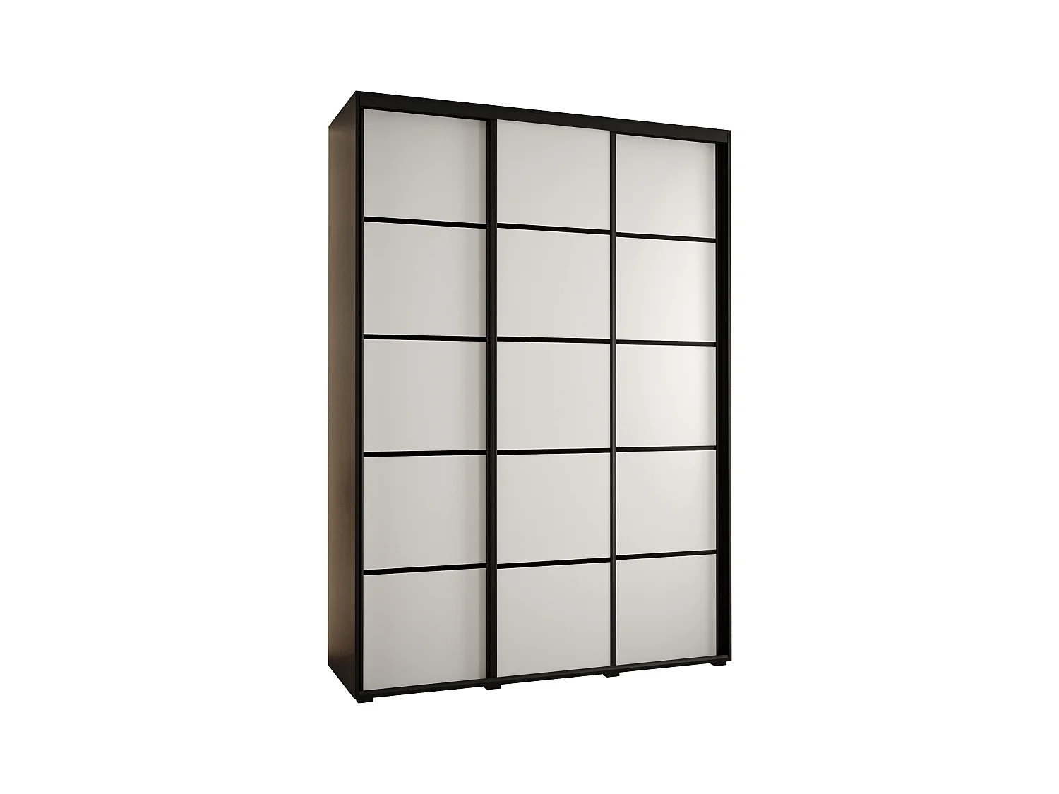 ARMOIRE DAVOS 4 À PORTES COULISSANTES 235,2/180/60 3 portes (Noir/Blanc/Noir)