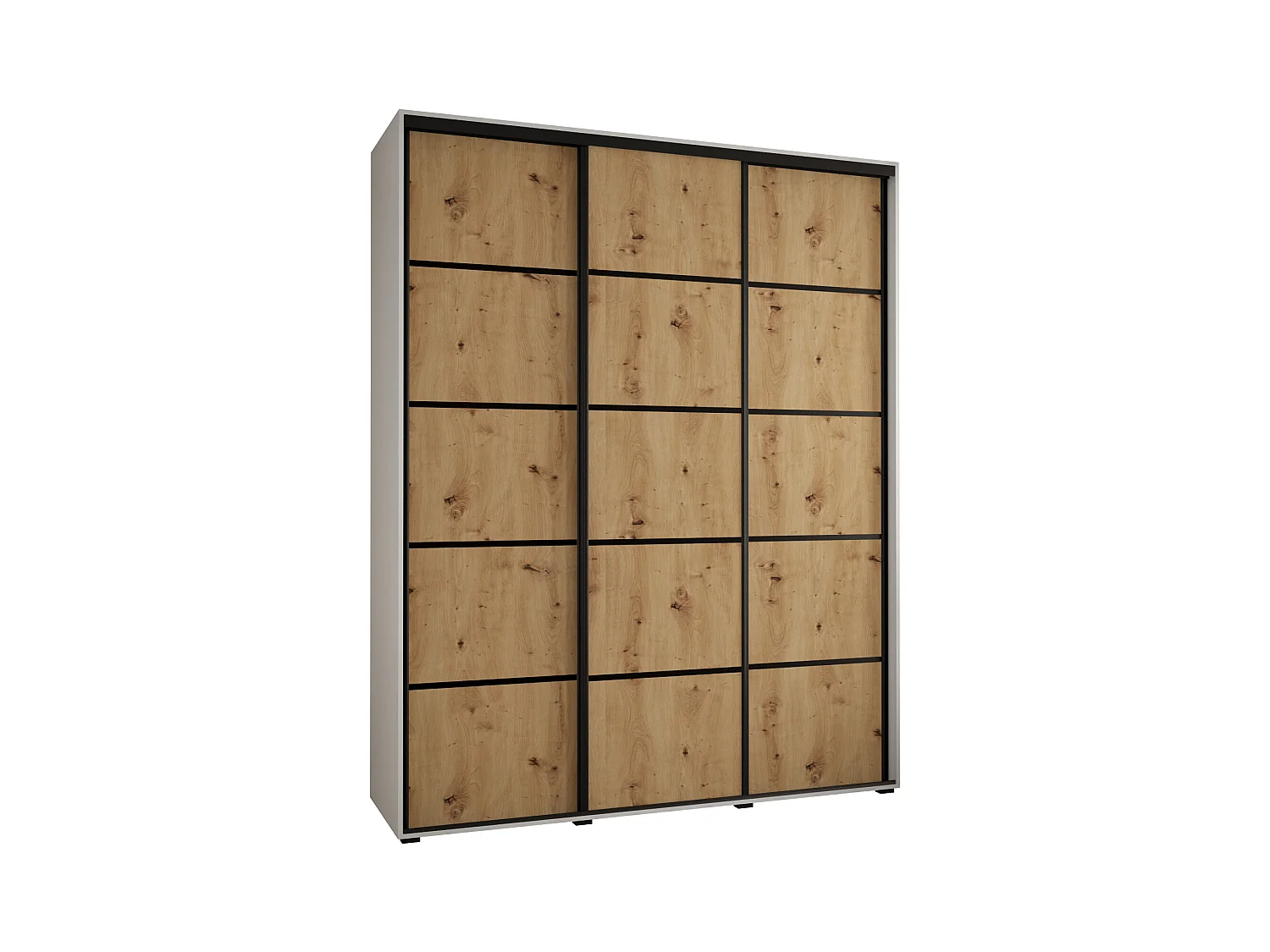 ARMOIRE DAVOS 4 À PORTES COULISSANTES 235,2/200/60 3 portes (Blanc/Artisan/Noir)