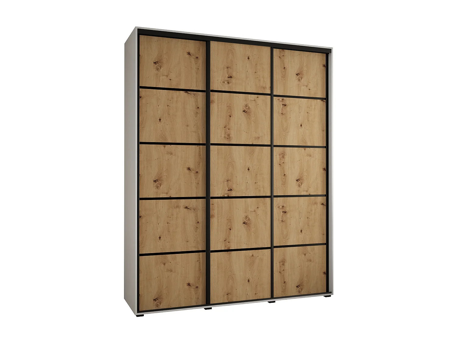 ARMOIRE DAVOS 4 À PORTES COULISSANTES 235,2/200/60 3 portes (Blanc/Artisan/Noir)