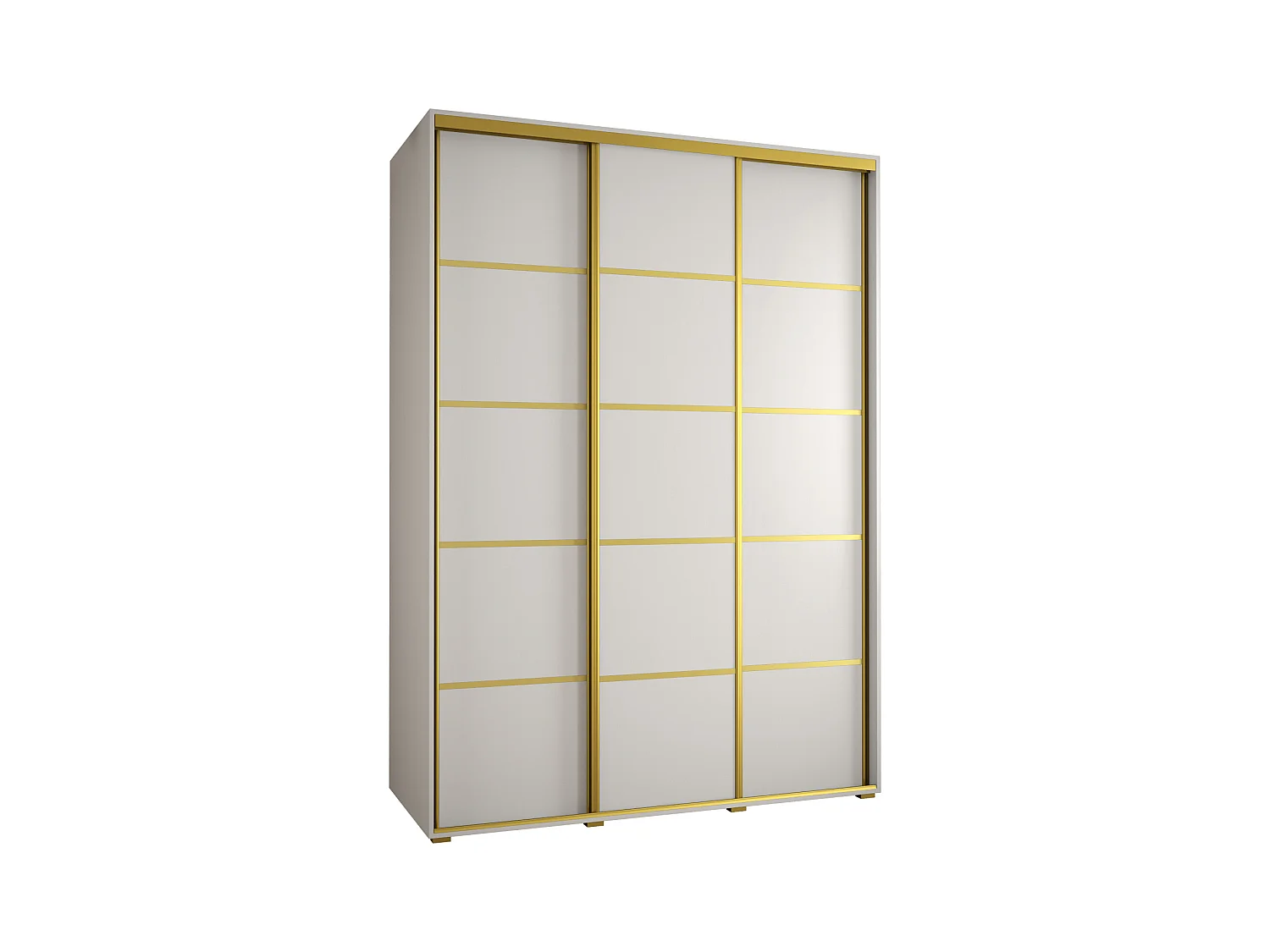 ARMOIRE DAVOS 4 À PORTES COULISSANTES 235,2/180/60 3 portes (Blanc/Blanc/Or)