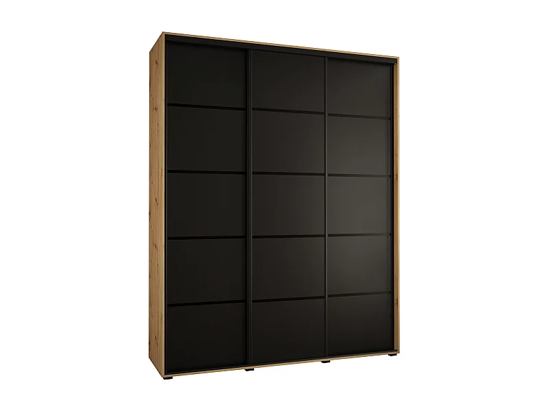 SCHWEBETÜRENSCHRANK DAVOS 4 235,2/200/60 3-türig (Artisan/Schwarz/Schwarz)