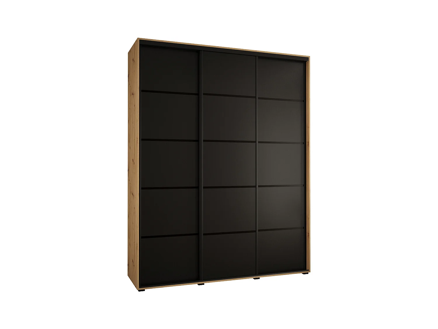 ARMOIRE DAVOS 4 À PORTES COULISSANTES 235,2/200/60 3 portes (Artisan/Noir/Noir)