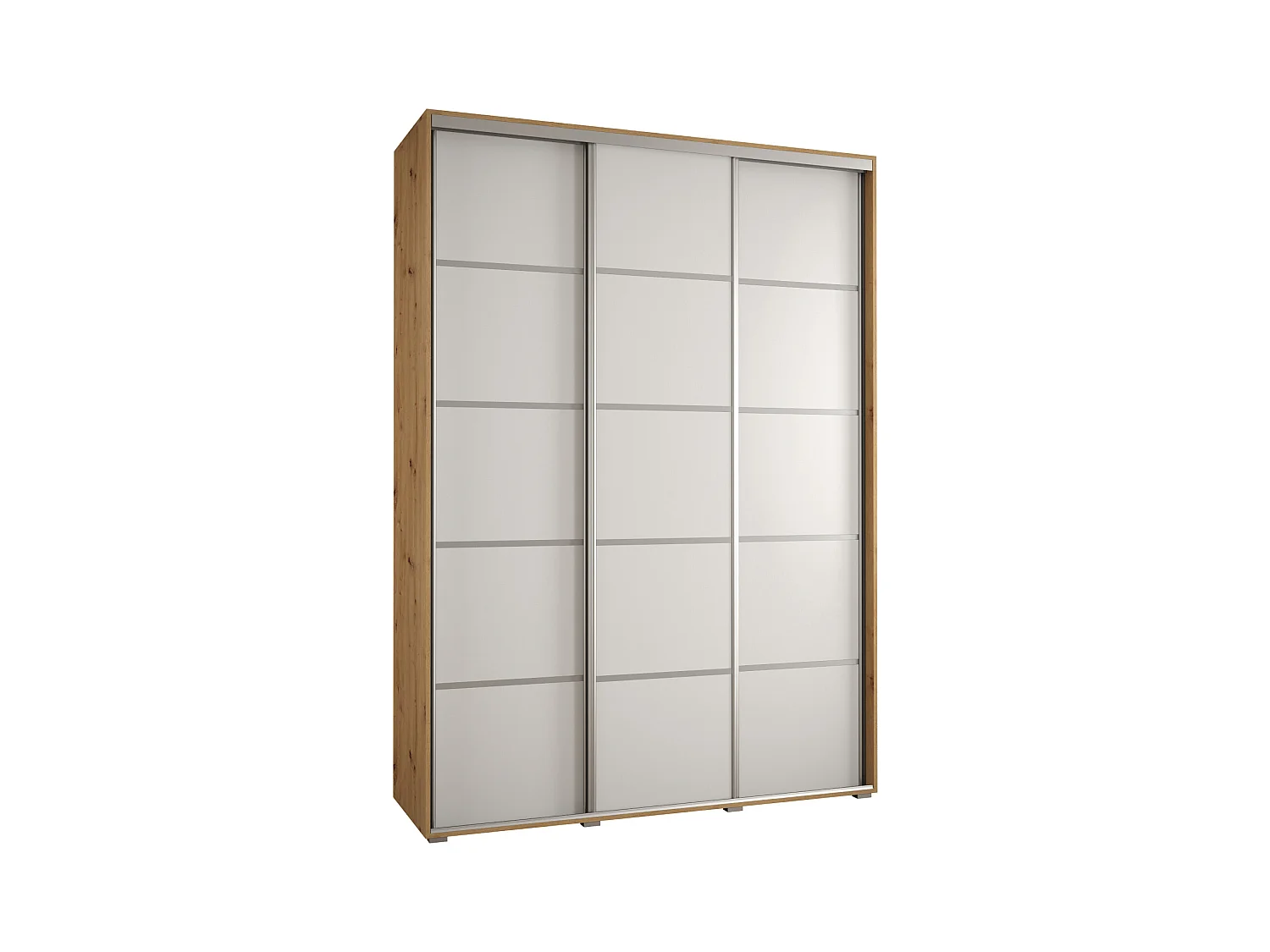 ARMOIRE DAVOS 4 À PORTES COULISSANTES 235,2/180/60 3 portes (Artisan/Blanc/Argent)