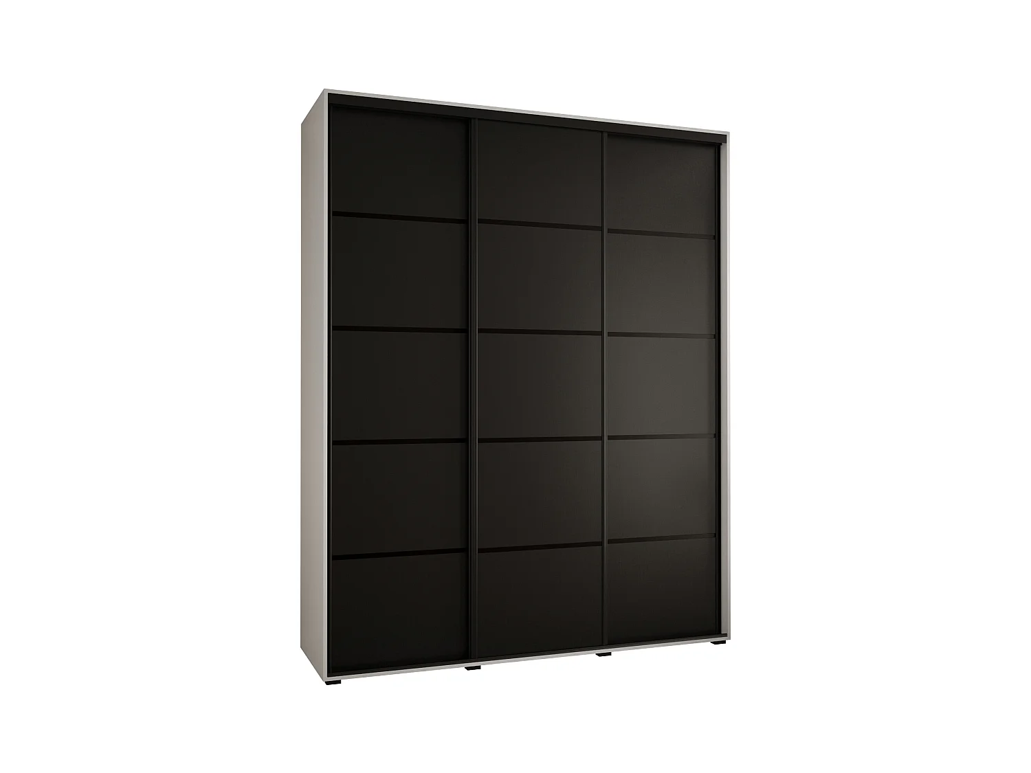 ARMOIRE DAVOS 4 À PORTES COULISSANTES 235,2/190/45 3 portes (Blanc/Noir/Noir)
