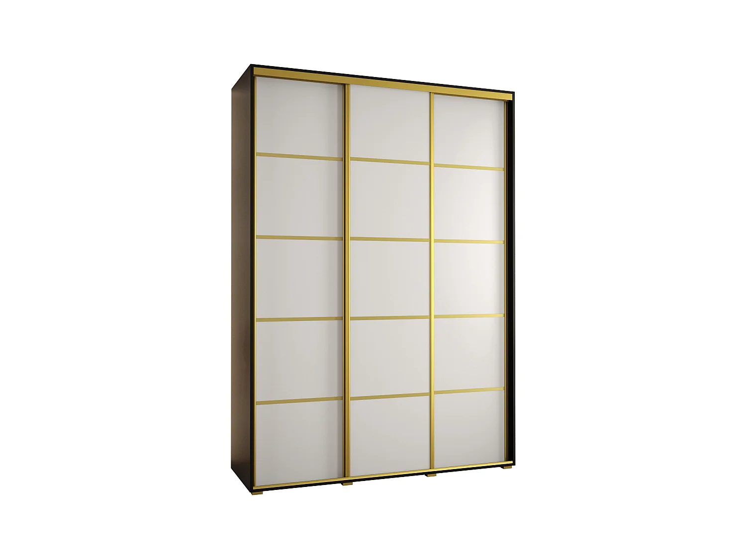 ARMOIRE DAVOS 4 À PORTES COULISSANTES 235,2/180/60 3 portes (Noir/Blanc/Or)