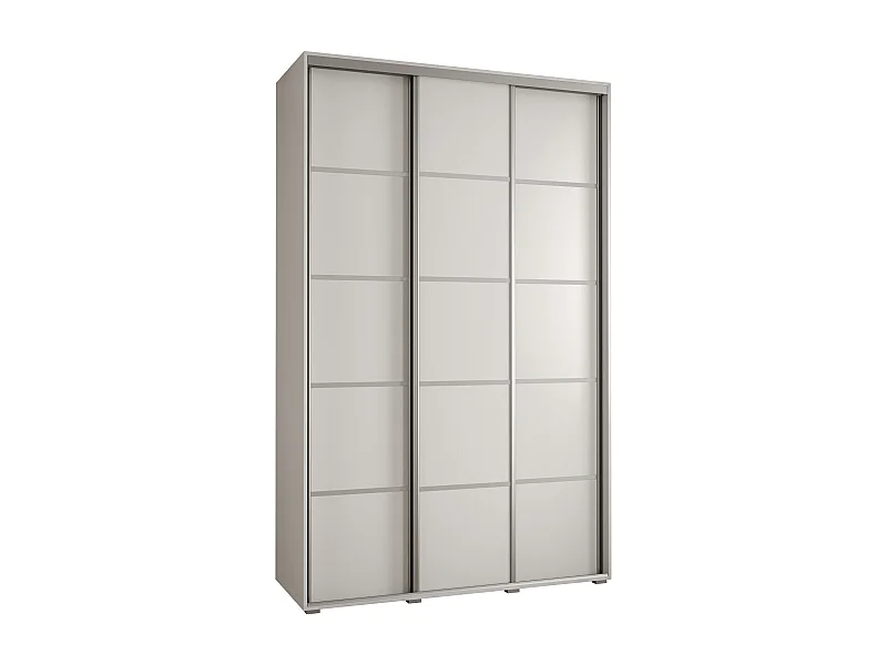 ARMOIRE DAVOS 4 À PORTES COULISSANTES 235,2/170/60 3 portes (Blanc/Blanc/Argent)