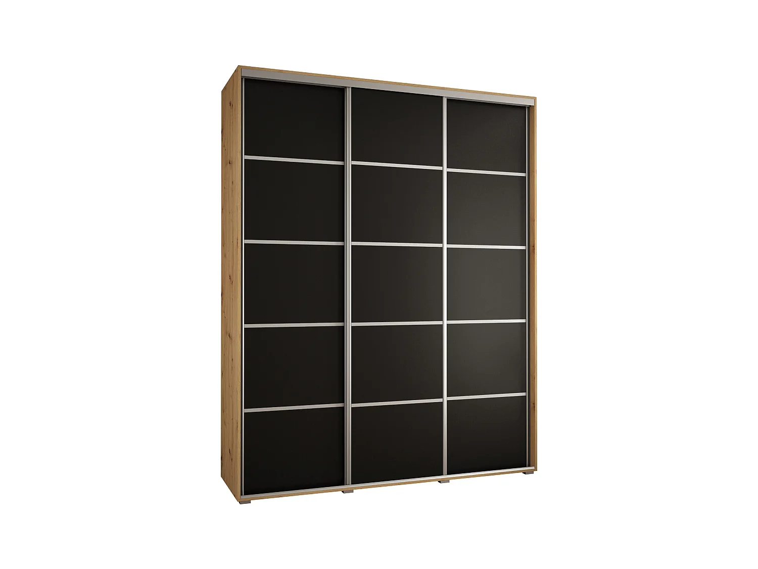 ARMOIRE DAVOS 4 À PORTES COULISSANTES 235,2/200/60 3 portes (Artisan/Noir/Argent)