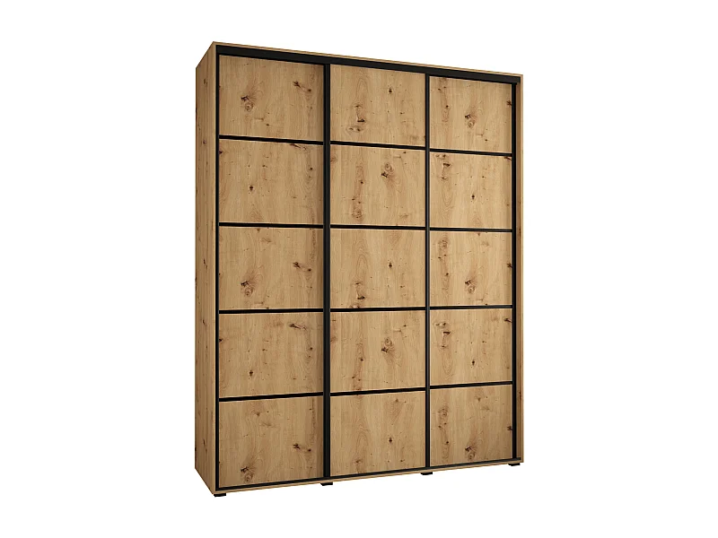 SCHWEBETÜRENSCHRANK DAVOS 4 235,2/190/45 3-türig (Artisan/Artisan/Schwarz)