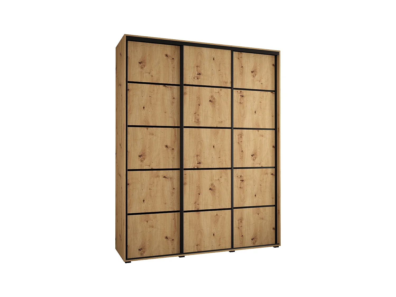 ARMOIRE DAVOS 4 À PORTES COULISSANTES 235,2/190/45 3 portes (Artisan/Artisan/Noir)