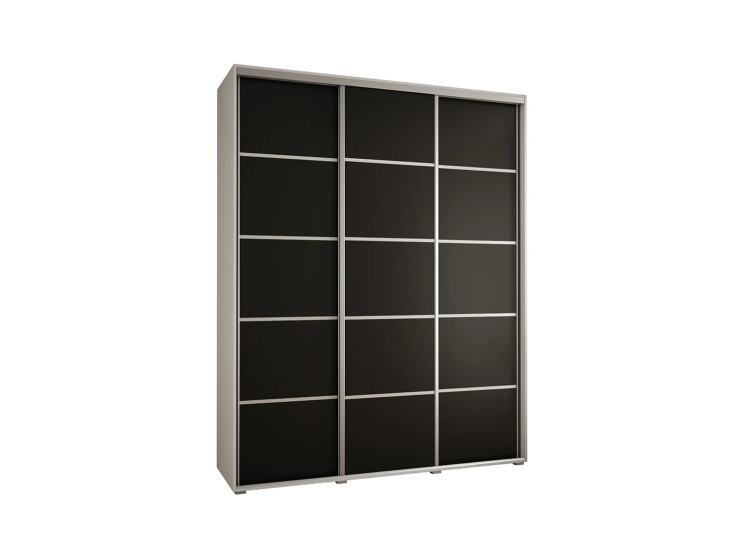ARMOIRE DAVOS 4 À PORTES COULISSANTES 235,2/200/60 3 portes (Blanc/Noir/Argent)