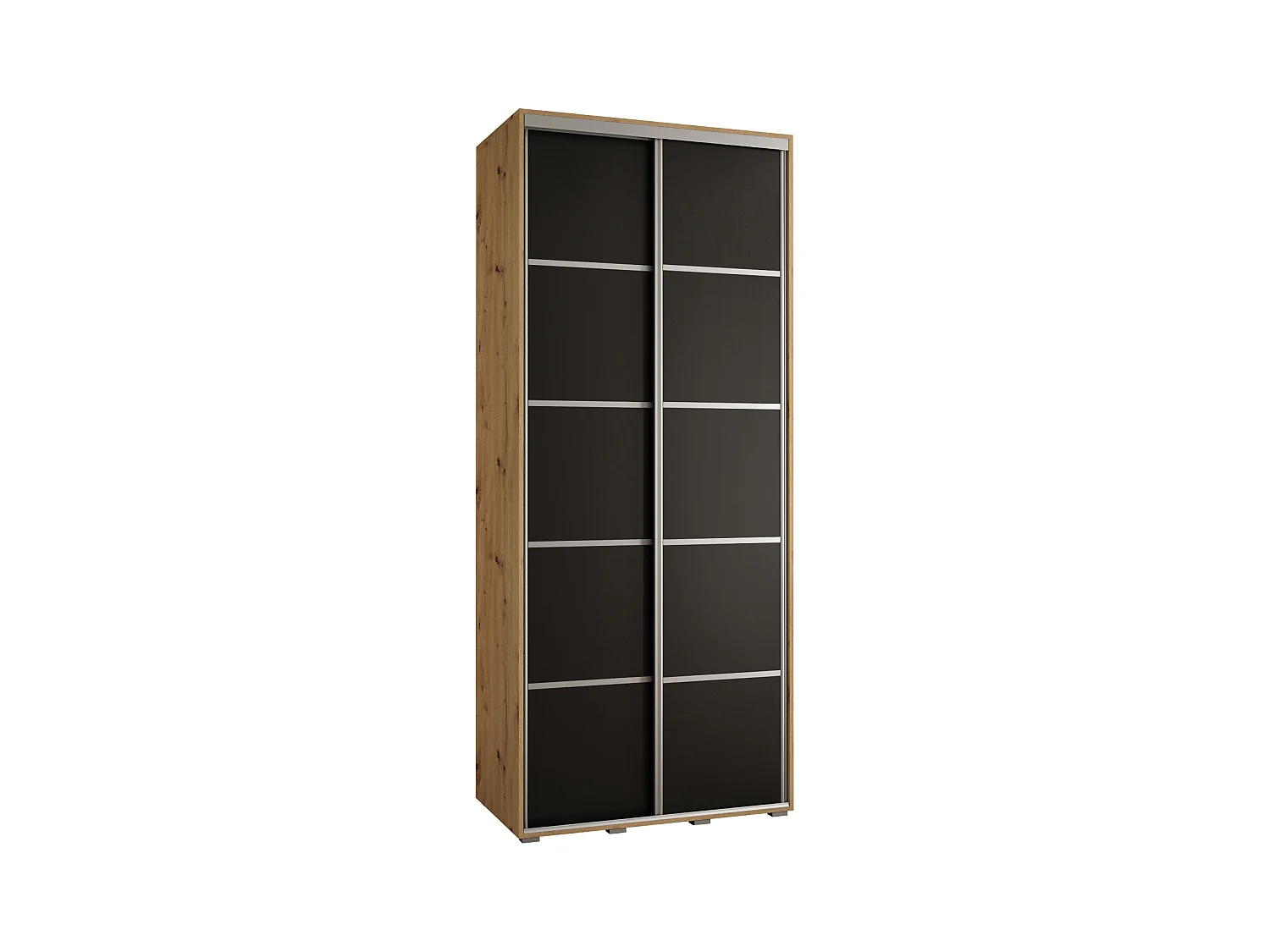 ARMOIRE DAVOS 4 À PORTES COULISSANTES 235,2/100/45 2 portes (Artisan/Noir/Argent)