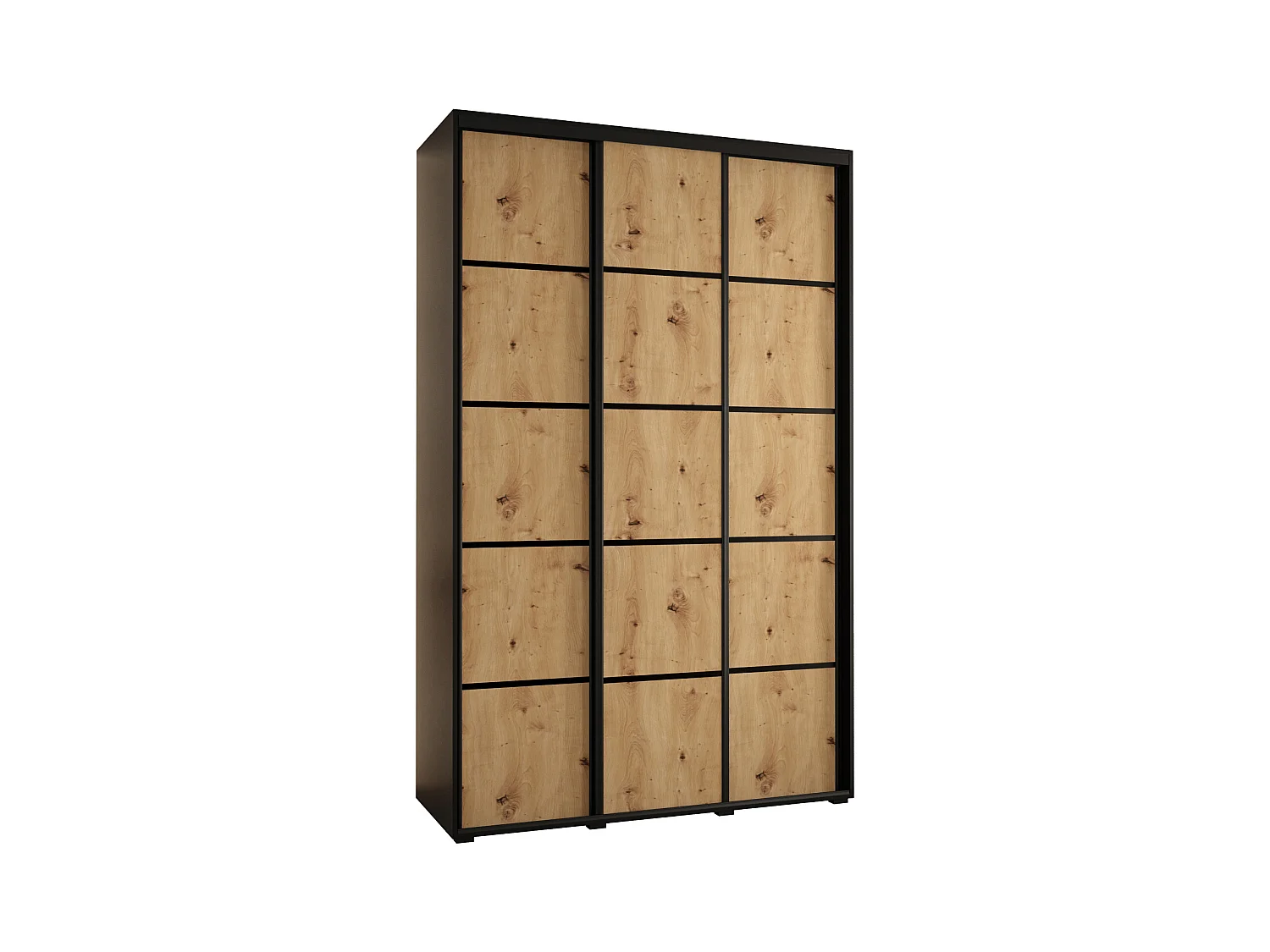 ARMOIRE DAVOS 4 À PORTES COULISSANTES 235,2/150/60 3 portes (Noir/Artisan/Noir)