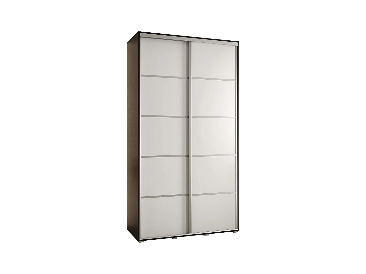 ARMOIRE DAVOS 4 À PORTES COULISSANTES 235,2/130/45 2 portes (Noir/Blanc/Argent)