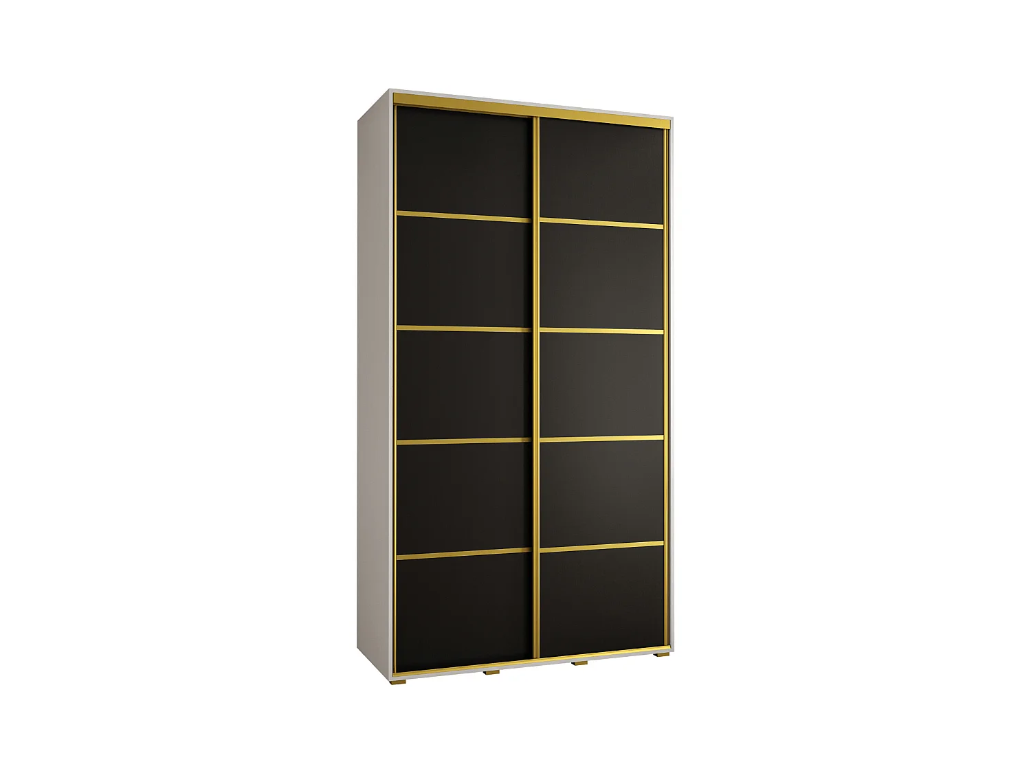 DAVOS 4 KLEDINGKAST MET SCHUIFDEUREN 235,2/130/45 2 deuren (Wit/Zwart/Goud)