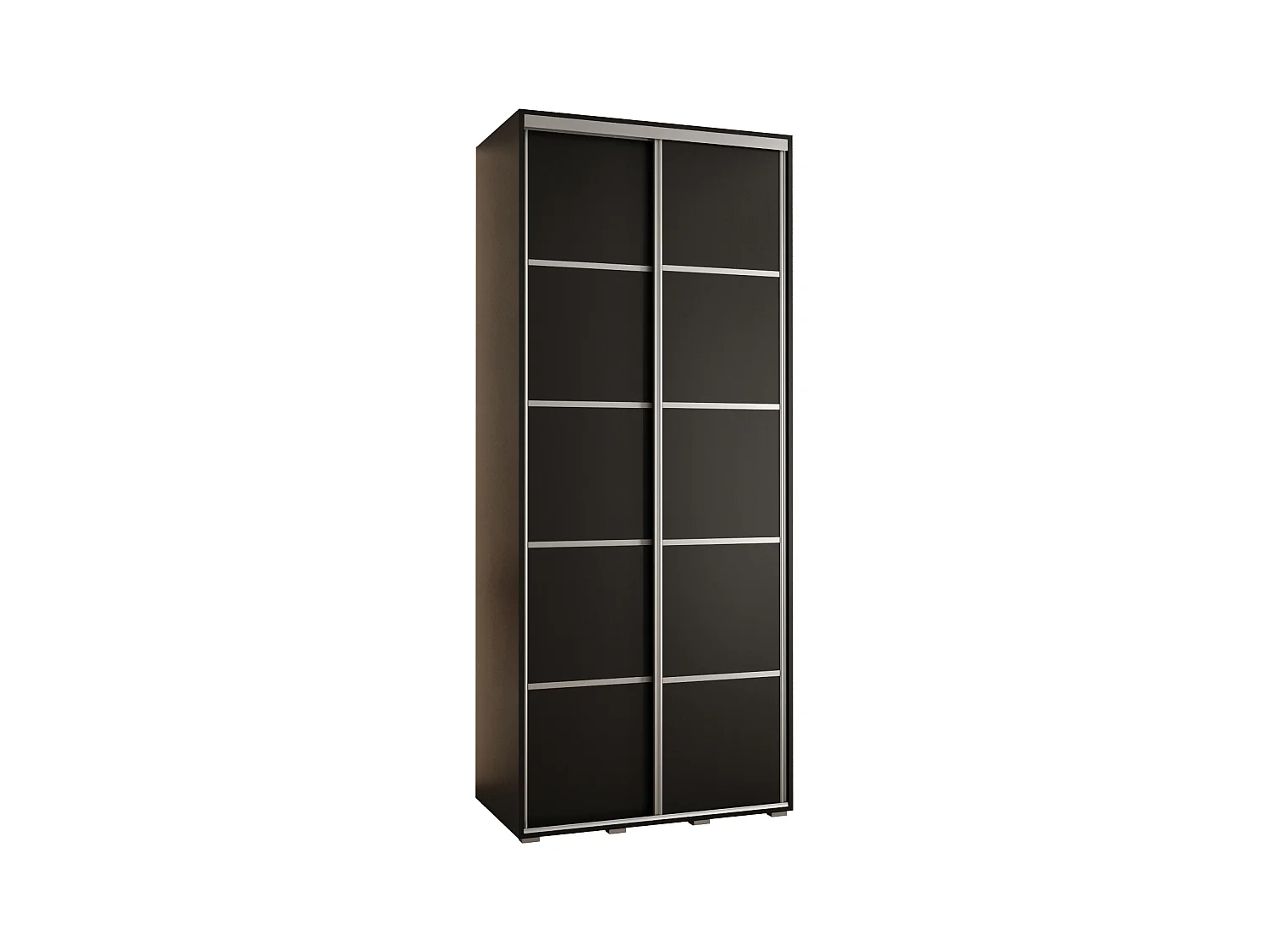 ARMOIRE DAVOS 4 À PORTES COULISSANTES 235,2/100/60 2 portes (Noir/Noir/Argent)