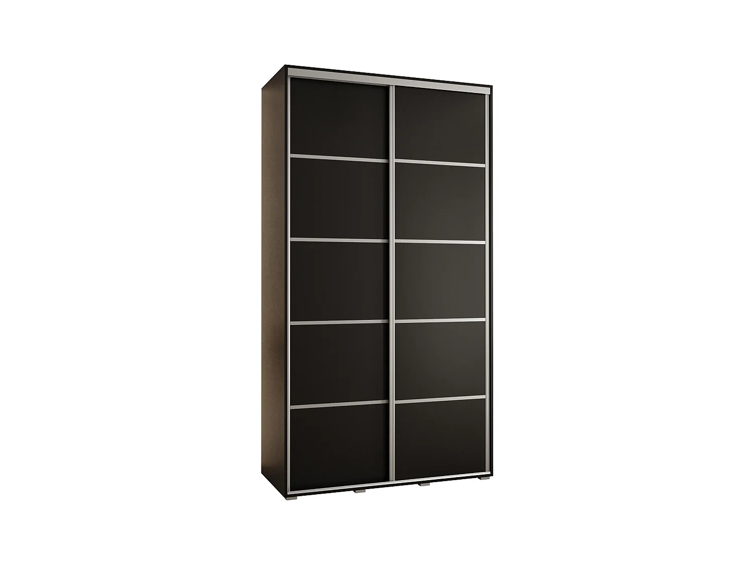 ARMOIRE DAVOS 4 À PORTES COULISSANTES 235,2/140/60 2 portes (Noir/Noir/Argent)