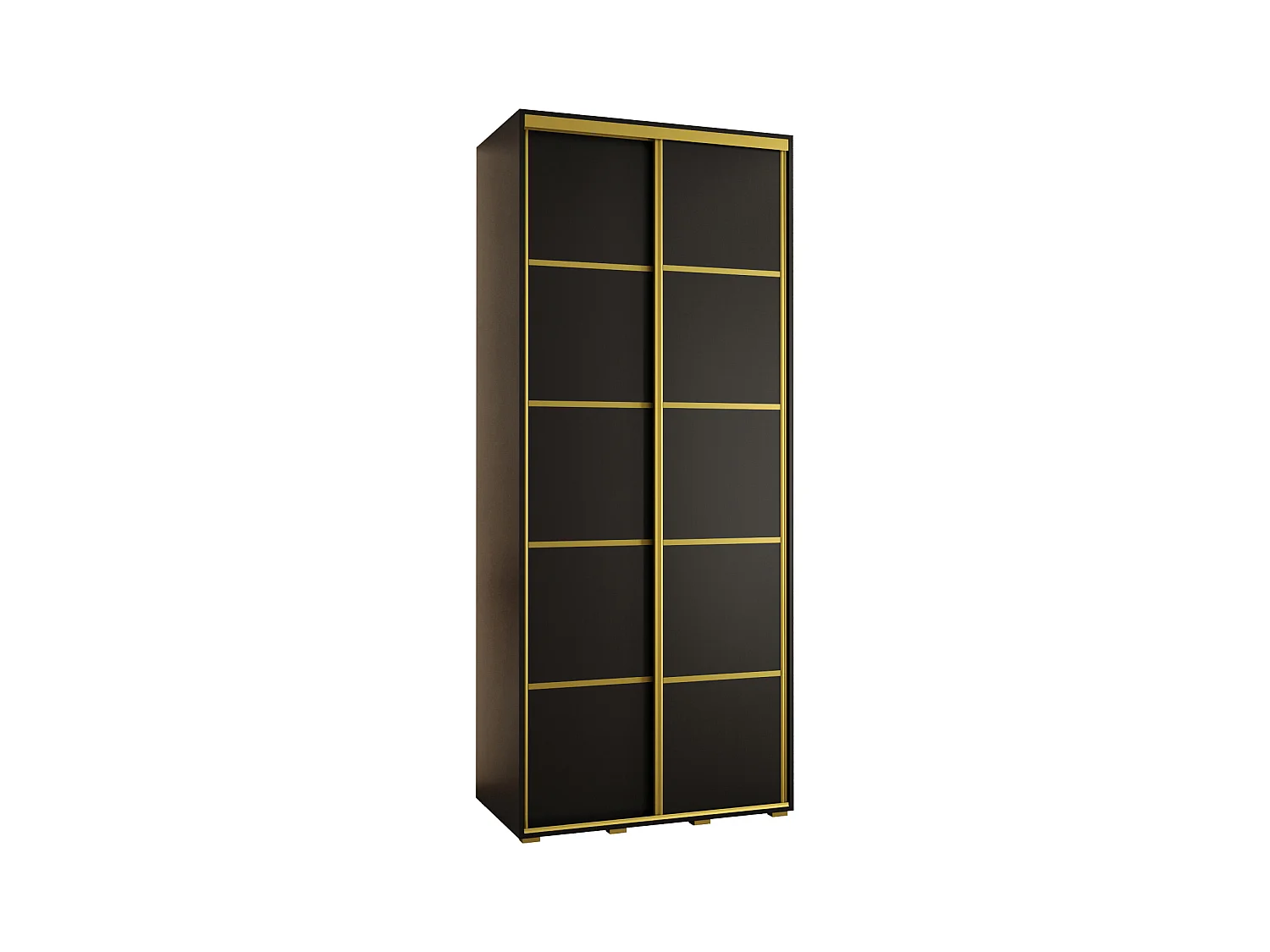 ARMOIRE DAVOS 4 À PORTES COULISSANTES 235,2/100/60 2 portes (Noir/Noir/Or)