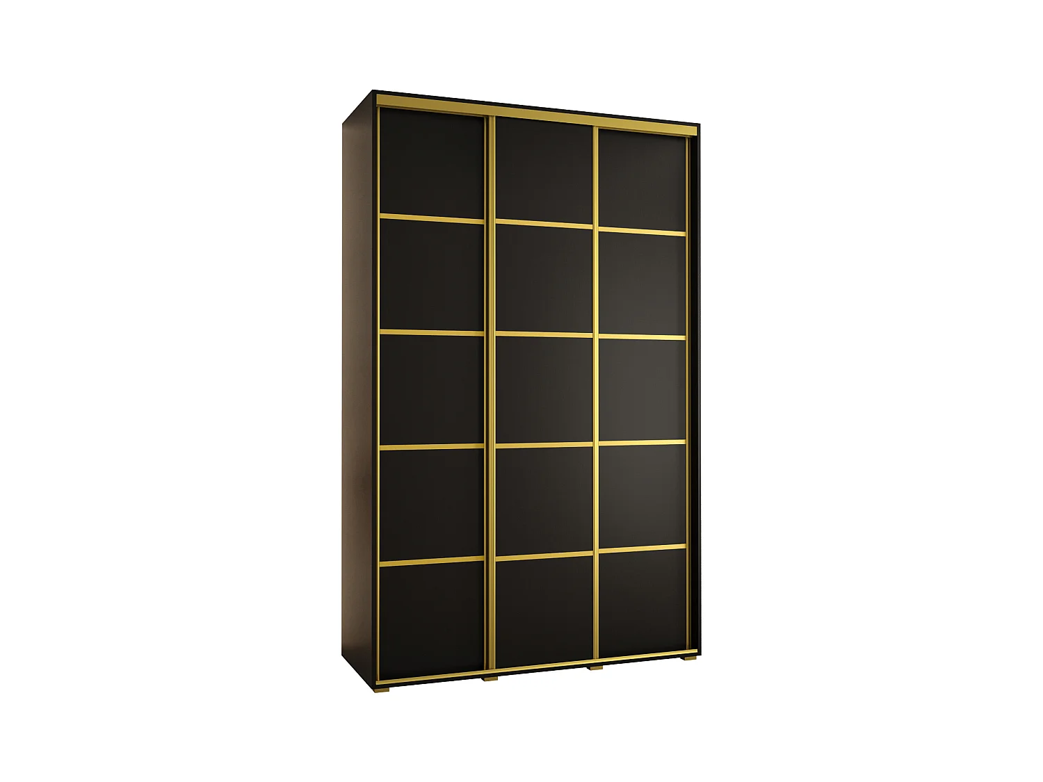 SCHWEBETÜRENSCHRANK DAVOS 4 235,2/150/45 3-türig (Schwarz/Schwarz/Silber)