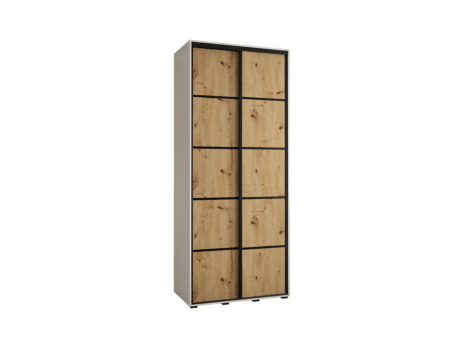 ARMOIRE DAVOS 4 À PORTES COULISSANTES 235,2/100/60 2 portes (Blanc/Artisan/Noir)